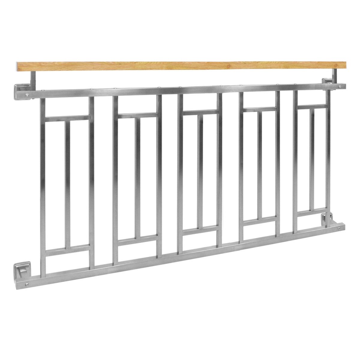ECD Germany Brüstungsgeländer Französischer Balkon verzinkter Stahl Balkongeländer Stabgeländer, 156 cm Länge, 90 cm Höhe, Fenstergitter mit 5 Füllelementen gebürstet Stabgeländer glänzend
