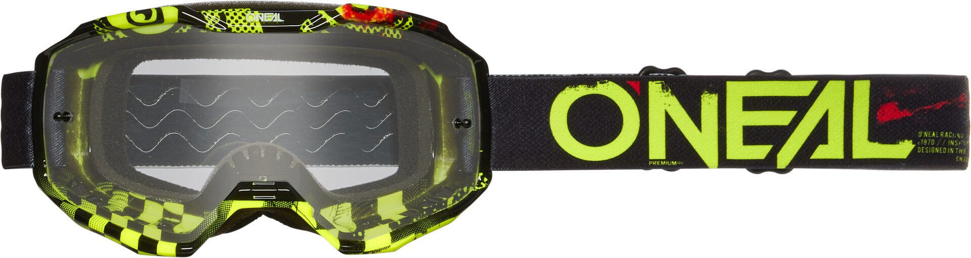 O’NEAL Motorradbrille B-10 Attack Clear Motocross Brille, Mit Band,Kratzfest,Verspiegelt