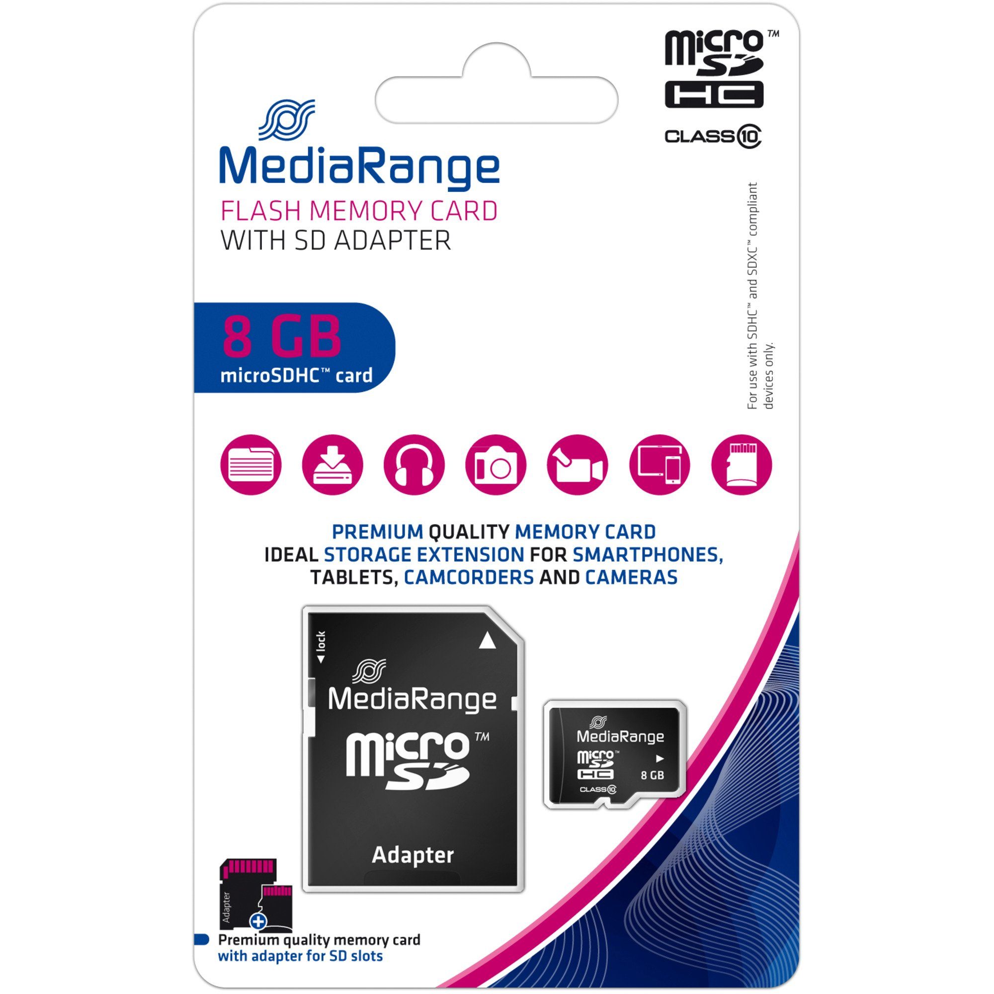Mediarange MediaRange 8 GB microSDHC, Speicherkarte, (Class externer Speicher (8 GB GB)