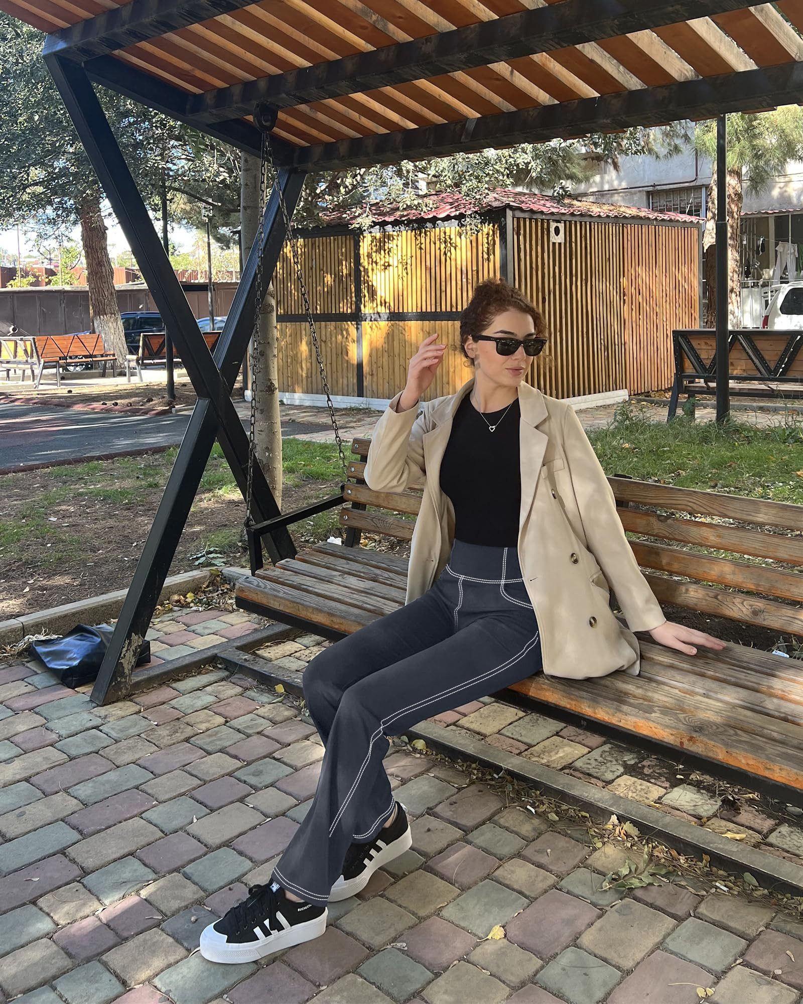 G4Free Schlaghose Damen Activewear-Hosen Bootcut Jeans Yoga Hosen Hohe Taille Training Schlaghose Fitness Arbeit Sporthose Klein /Regulär /Groß