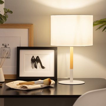 Aesthetic Living Tischleuchte Kleine Holz-Tischleuchte Silinda mit Lampenschirm, ohne Leuchtmittel
