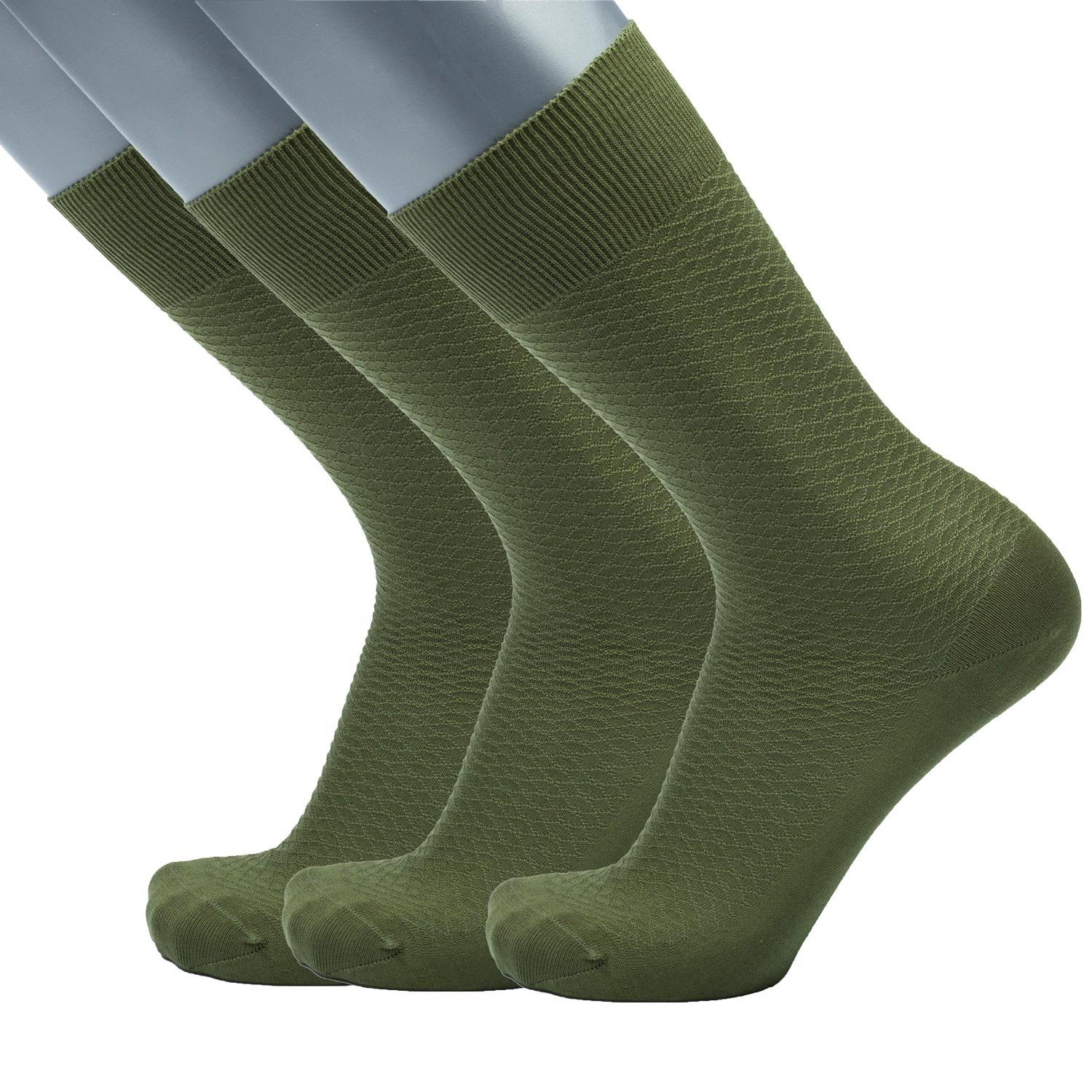 BGENTS Businesssocken Classic Frankfurt Socken - 3er Socken (3er Packung, 3er Packung) aus reiner merzerisierter Baumwolle Grün