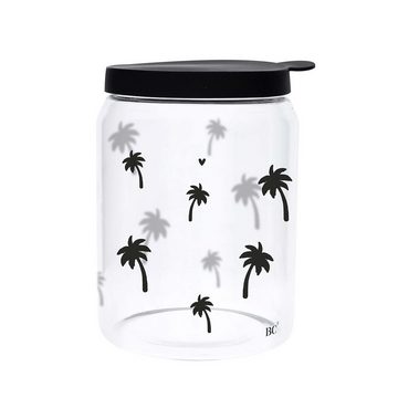 Bastion Collections Vorratsglas Vorratsglas-Set HAPPY ingredients & Palm trees Glas klar H16,5cm, Glas, (2-tlg., 2er-Set), mit Silikondeckel