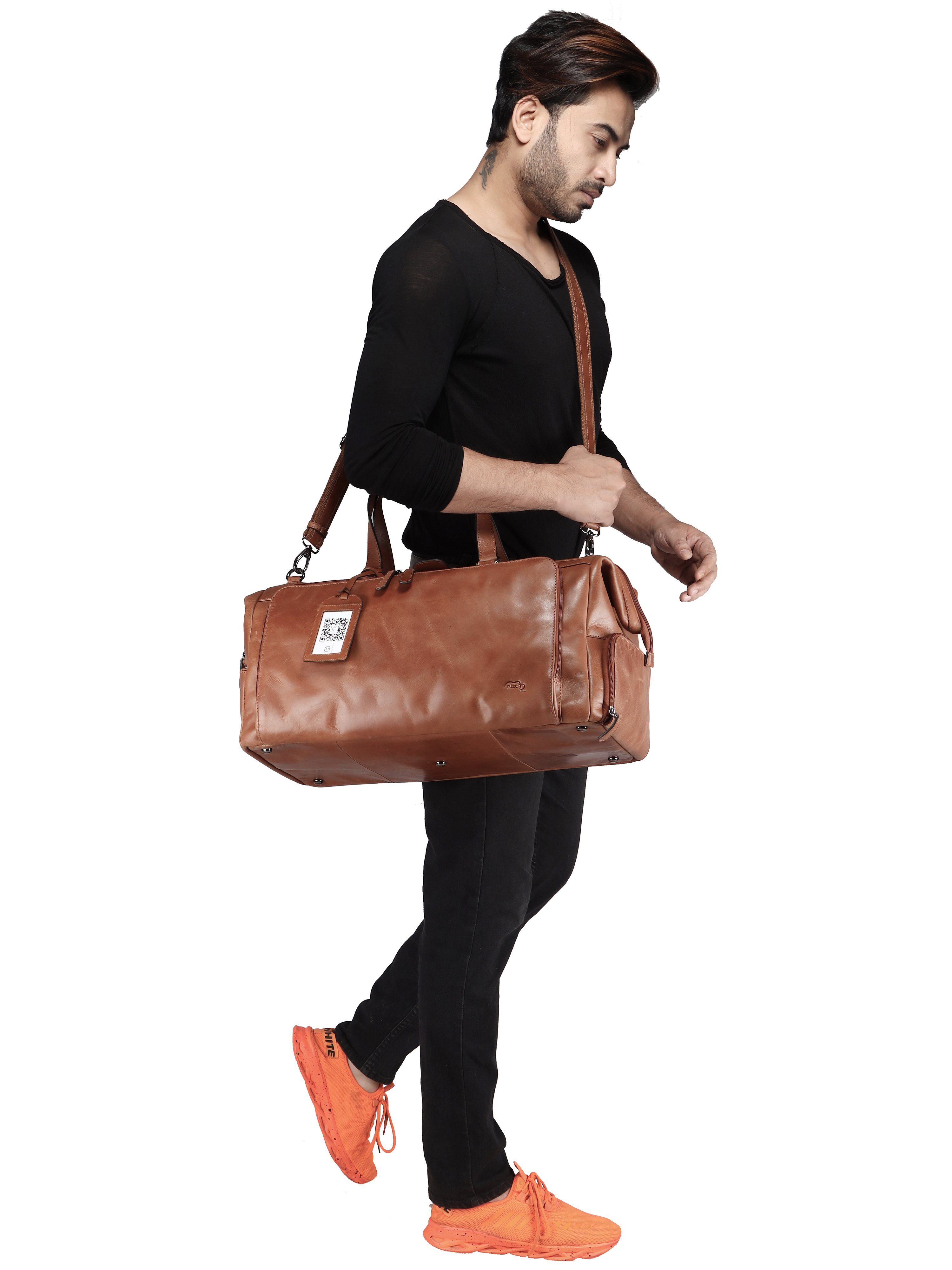 TUSC Reisetasche Tarvos, Premium Reisetasche Leder mit Laptopfach aus