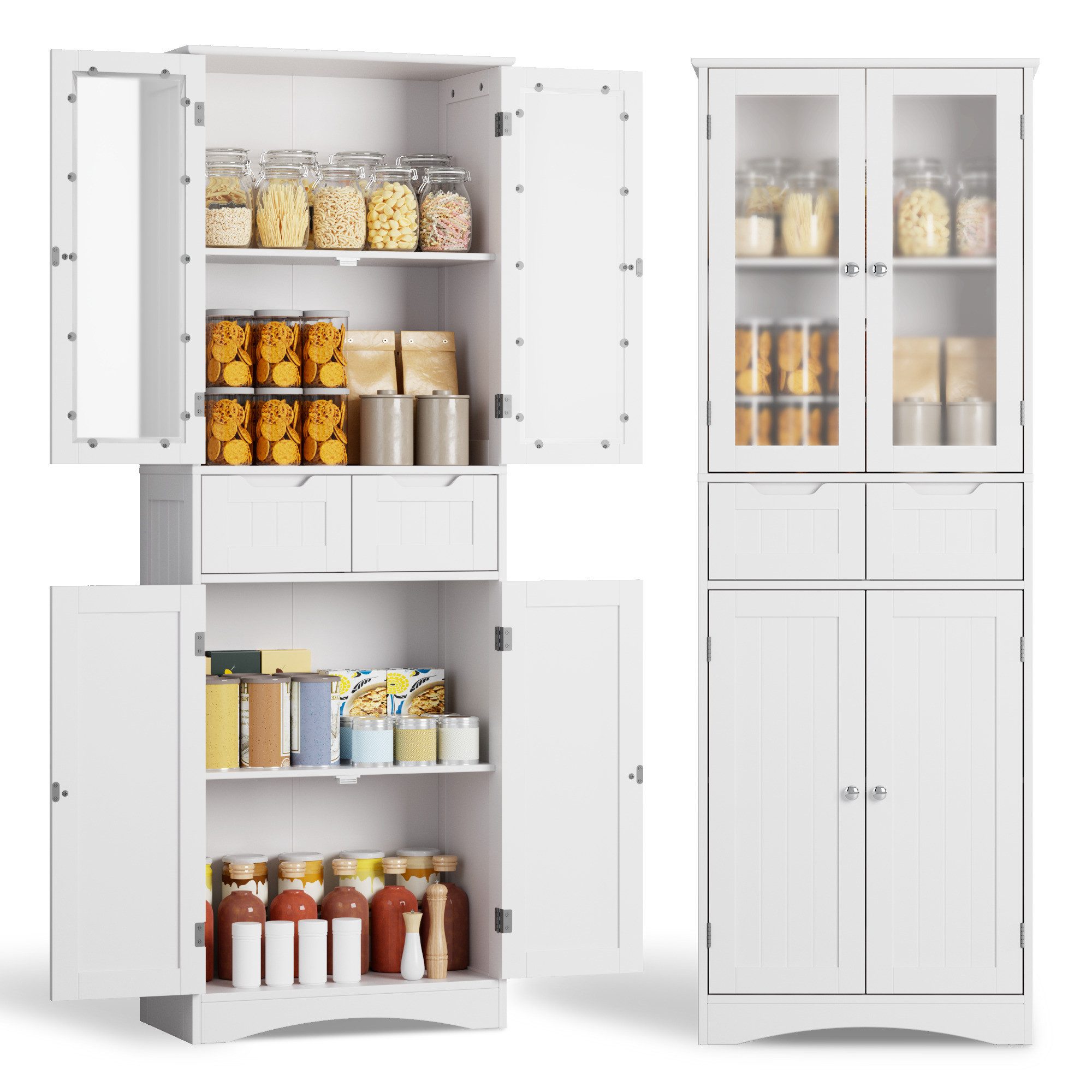 Bealife Hochschrank Badregal, Bücherschrank mit 2 Schubladen und 2 Türen, V günstig online kaufen