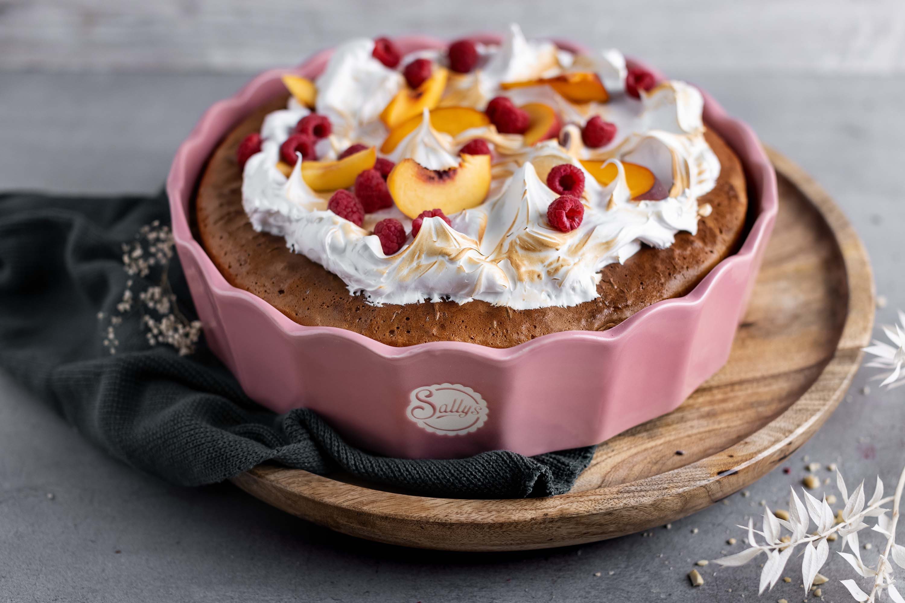 Sallys Auflaufform Stoneware Ofenform rund 32,5 x 7 cm - aus natürlichen Materialien