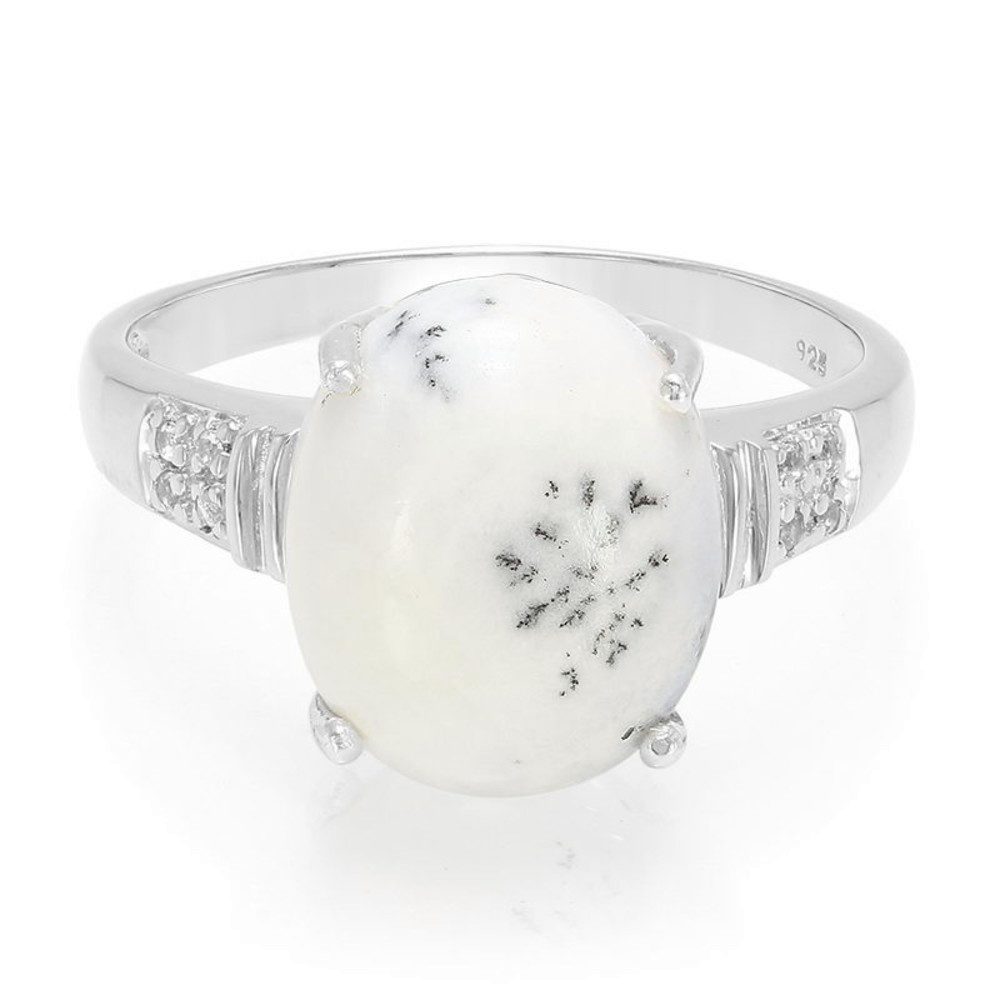 Cavill Silberring Cavill Ring 2,72 ct Dendriten-Achat, weiße Topase, 925 Silber (1-tlg)