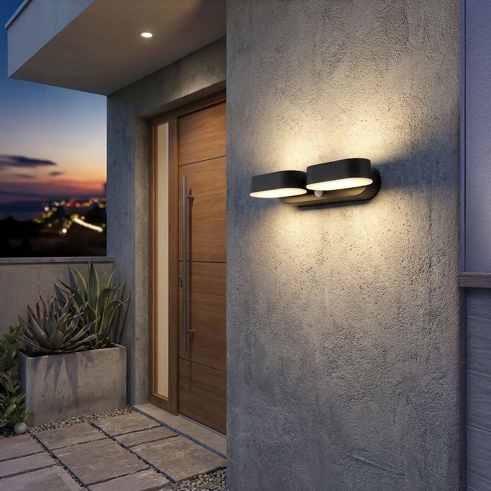 GLOBO LIGHTING LED Gartenstrahler, LED-Leuchtmittel fest verbaut, Warmweiß, 2x LED Solarleuchte Gartenleuchte Außenlampe Erdspitz Wandmontage