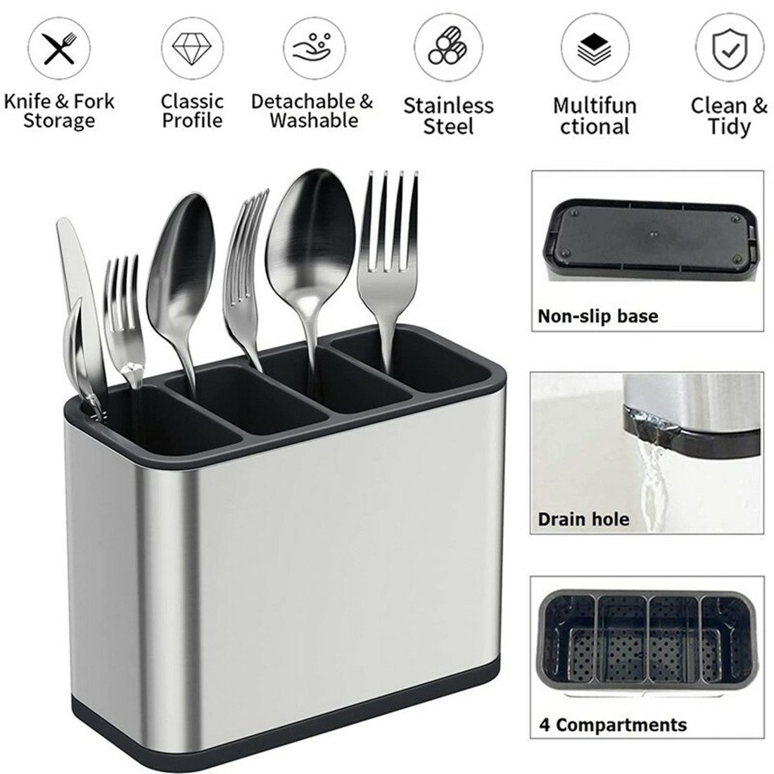 Fine Life Pro Besteckträger Küchen-Besteckorganizer / Aufbewahrungsbox