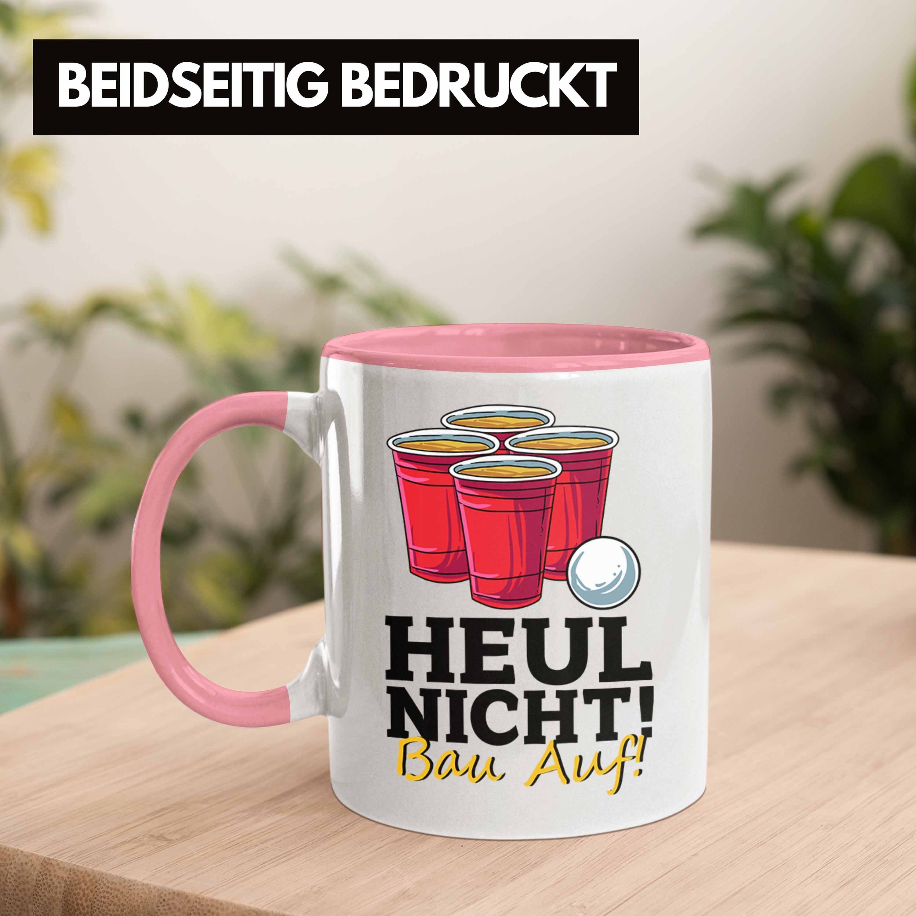 Trendation Tasse Lustige Rosa "Heul Tasse Bau Fans Nicht Auf" Beer Pong für Bierpong