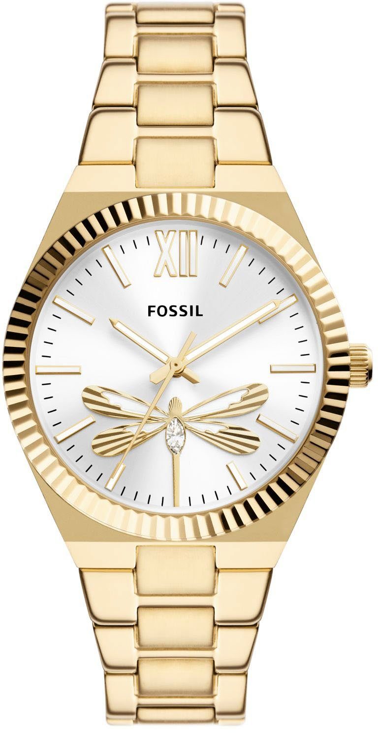 Fossil Quarzuhr SCARLETTE, ES5262, Armbanduhr, Damenuhr, Libelle