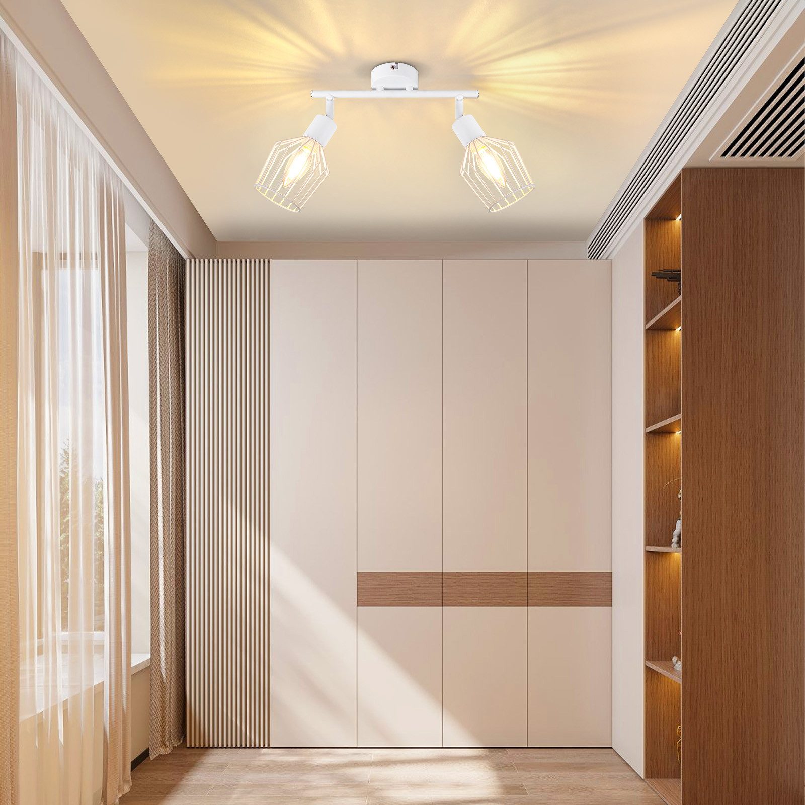 ZMH Deckenleuchte Wohnzimmer 2 Flammig Deckenstrahler Vintage E14 Fassung S günstig online kaufen