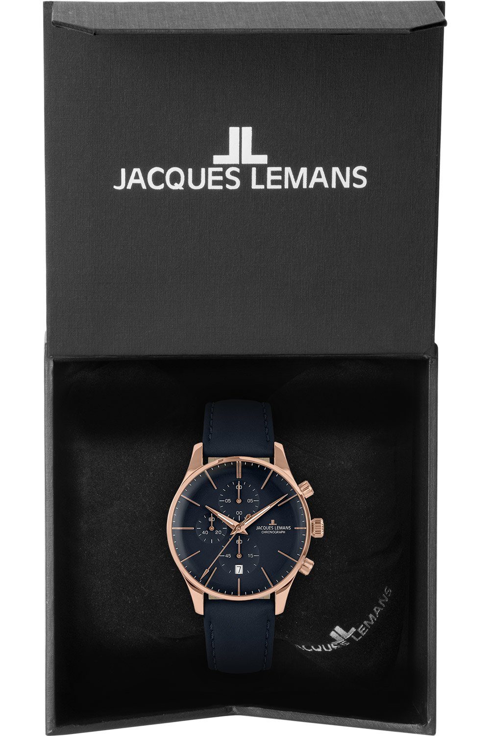 Lemans Chronograph Blau/Roségoldfarben Quarzuhr Jacques London