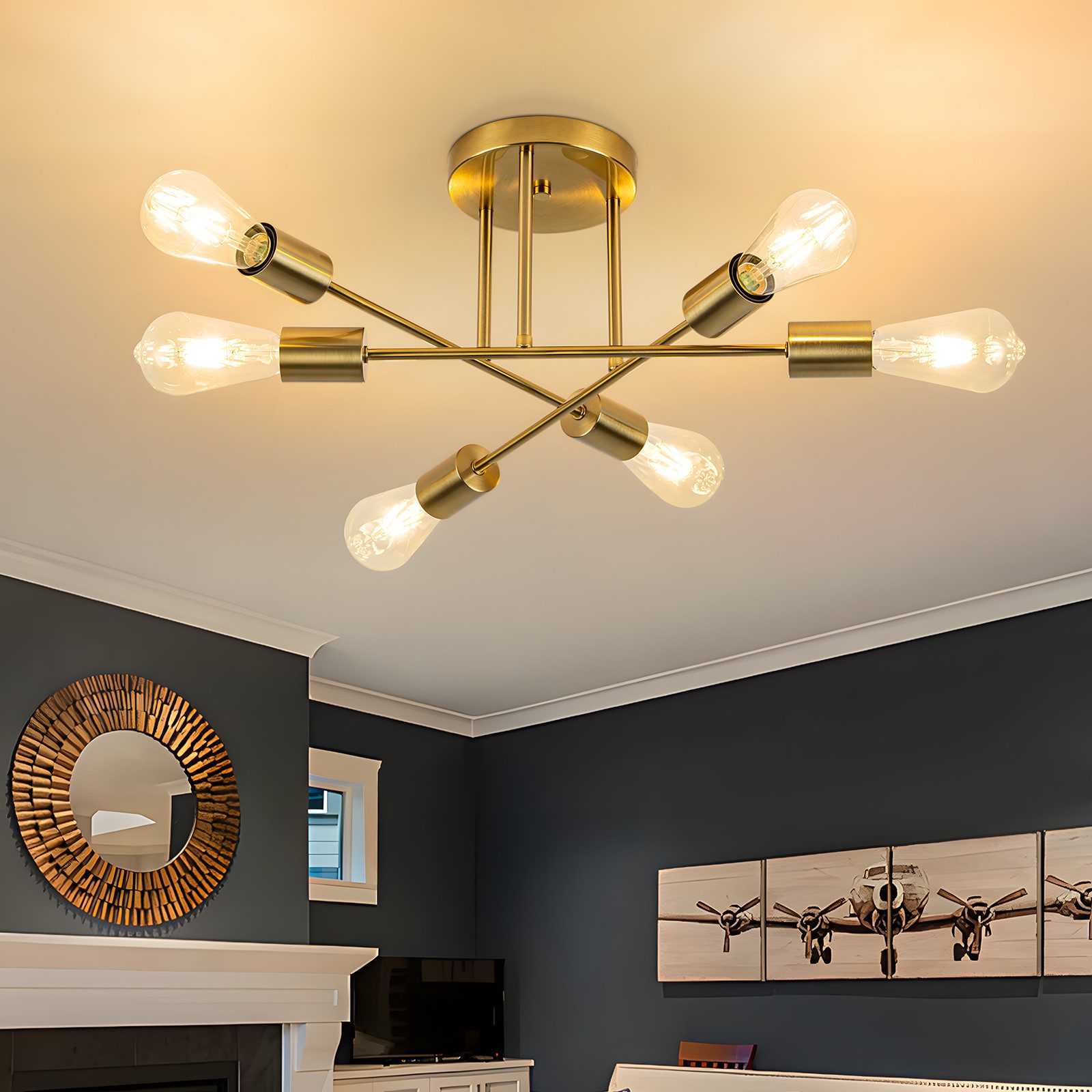 ZMH Deckenleuchten 6 Flammig Deckenlampe Vintage Retro ohne Leuchtmittel fü günstig online kaufen