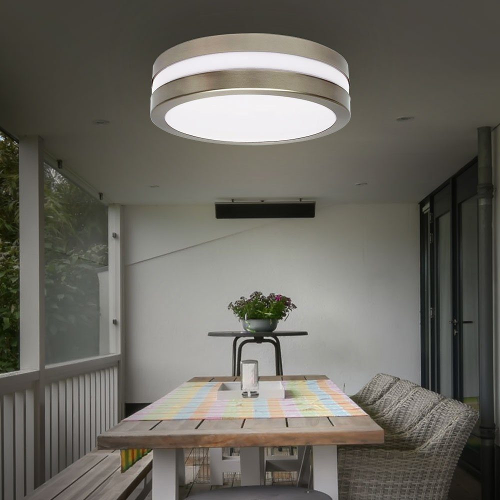 Terrassen Außen-Deckenleuchte, Fassaden Watt Warmweiß, Chrom Lampe Kanlux 13 LED Leuchtmittel Außen inklusive, Decken 2-flg