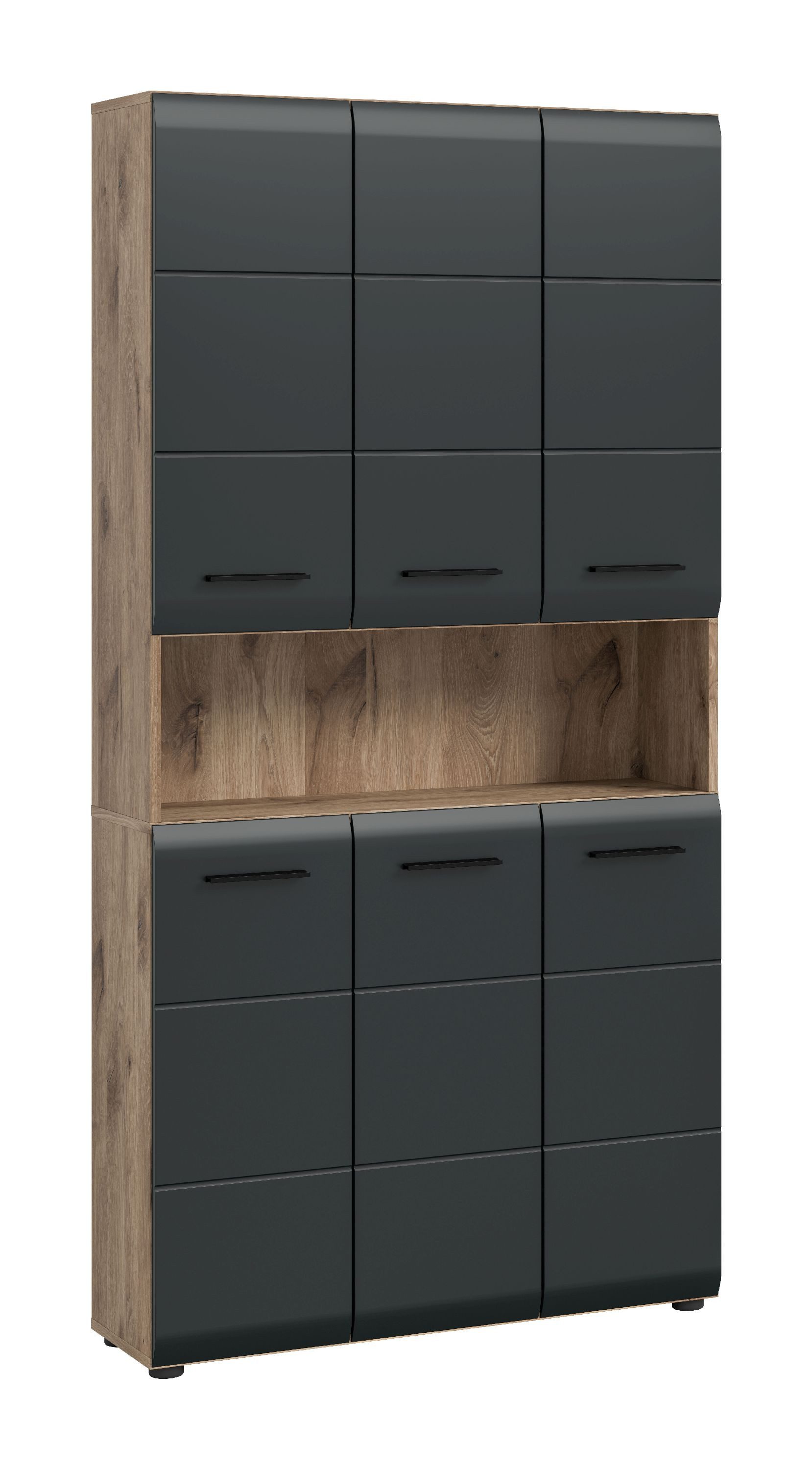 xonox.home Stauraumschrank Ice Nox Oak Nachbildung Melamin beschichtet modern 90x185x30 cm