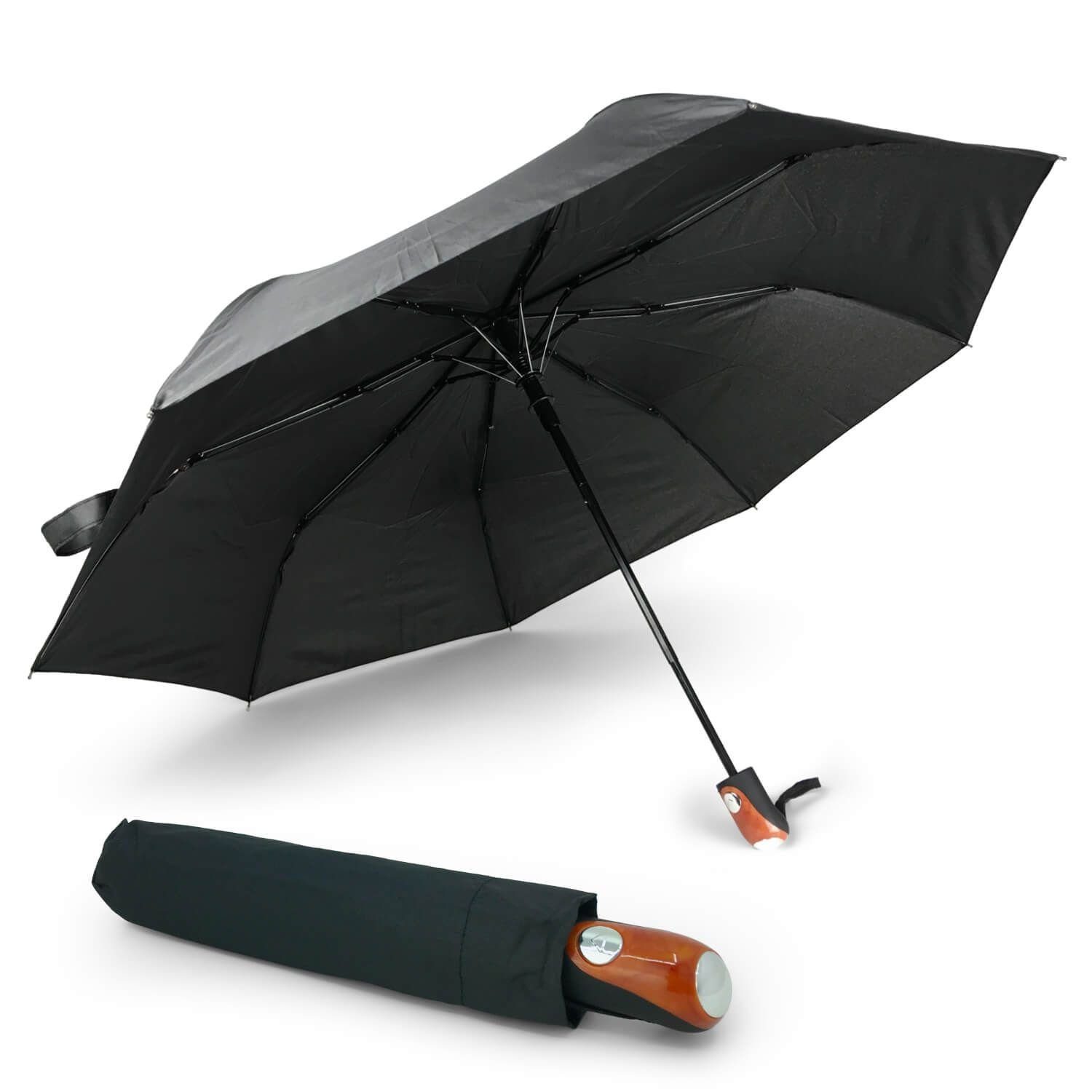 Gravidus Taschenregenschirm Regenschirm Sturmfest mit Automatik-Öffnung  Taschenschirm in Schwarz