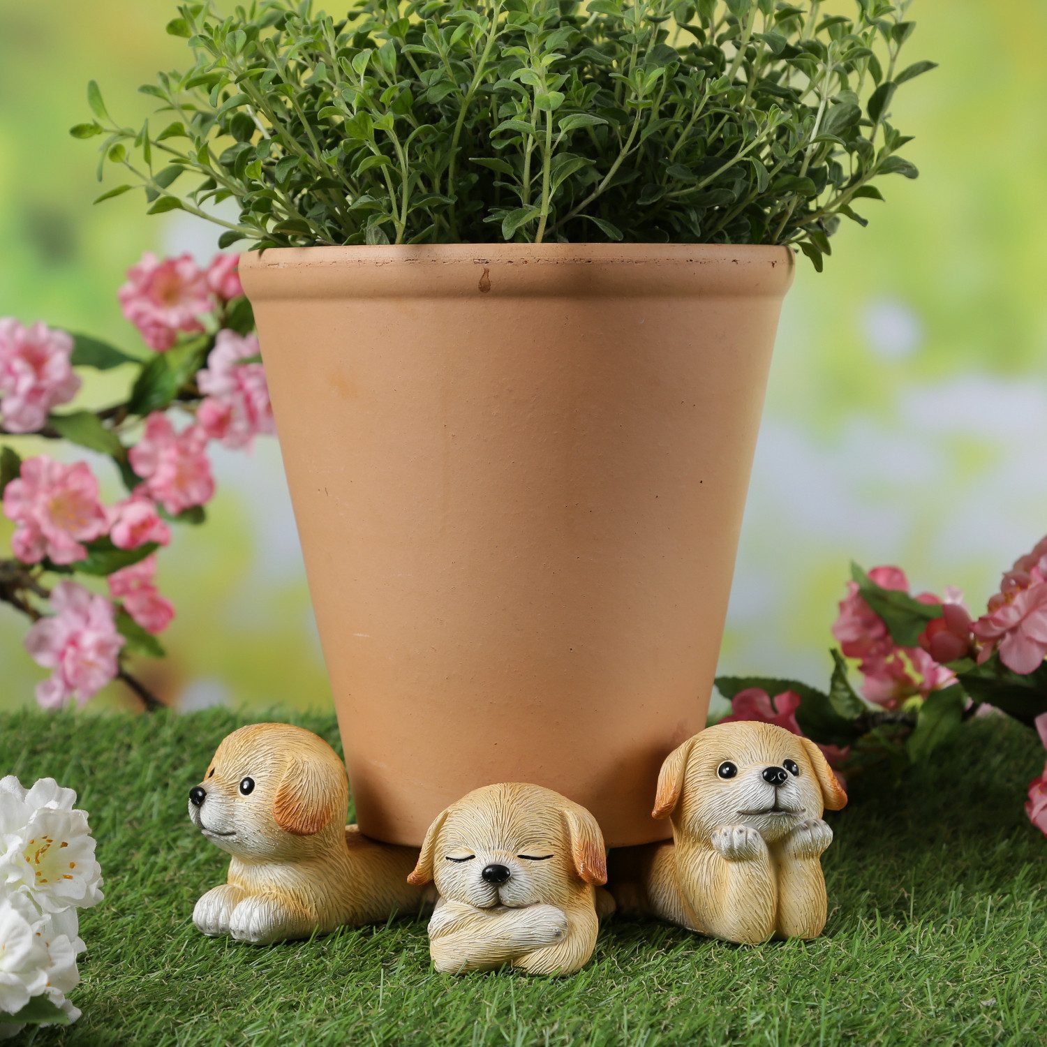 MARELIDA Blumentopfuntersetzer Blumentopffüße niedliche Hunde Pflanzkübel günstig online kaufen