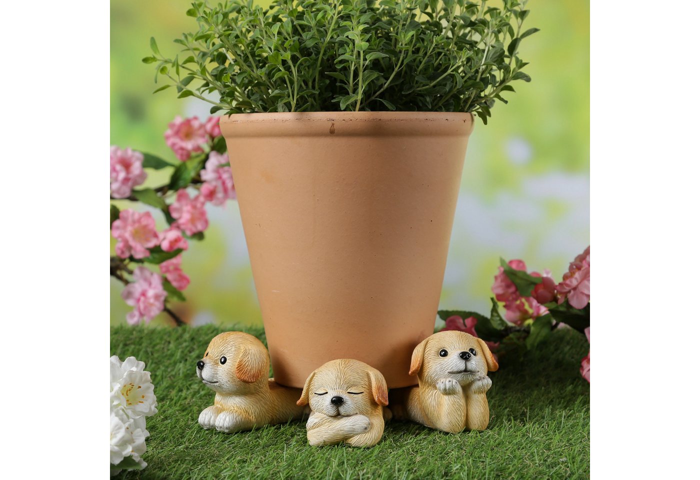 Thumbnail - MARELIDA Blumentopfuntersetzer Blumentopffüße niedliche Hunde Pflanzkübel Untersetzer Kübelfüße 3St., 3-tlg.