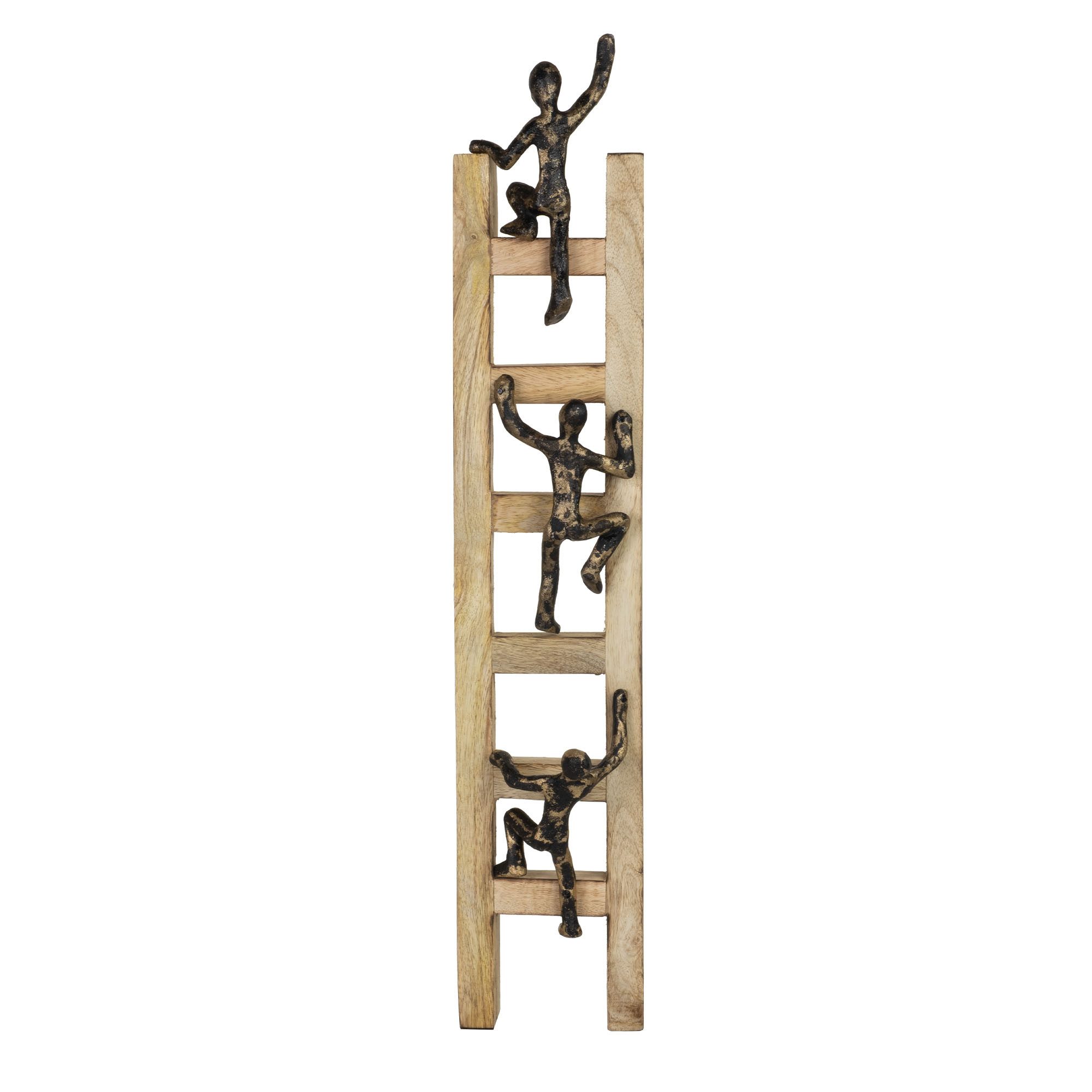Moritz Skulptur Wandfigur Ambition Schwarz-Gold 57,5 cm aus Mangoholz Aluminium