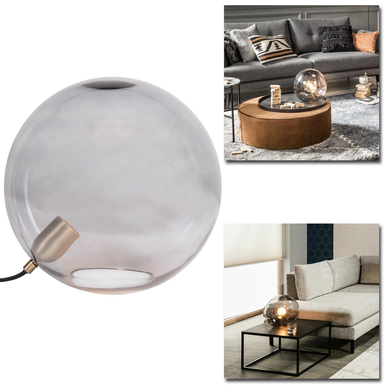 Home4Living Tischleuchte Tischlampe Ø 30cm Rauchglas günstig online kaufen