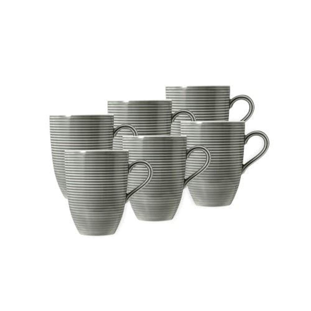 Seltmann Weiden Becher Seltmann Weiden Beat Perlgrau Becher mit Henkel 6er Set, Porzellan