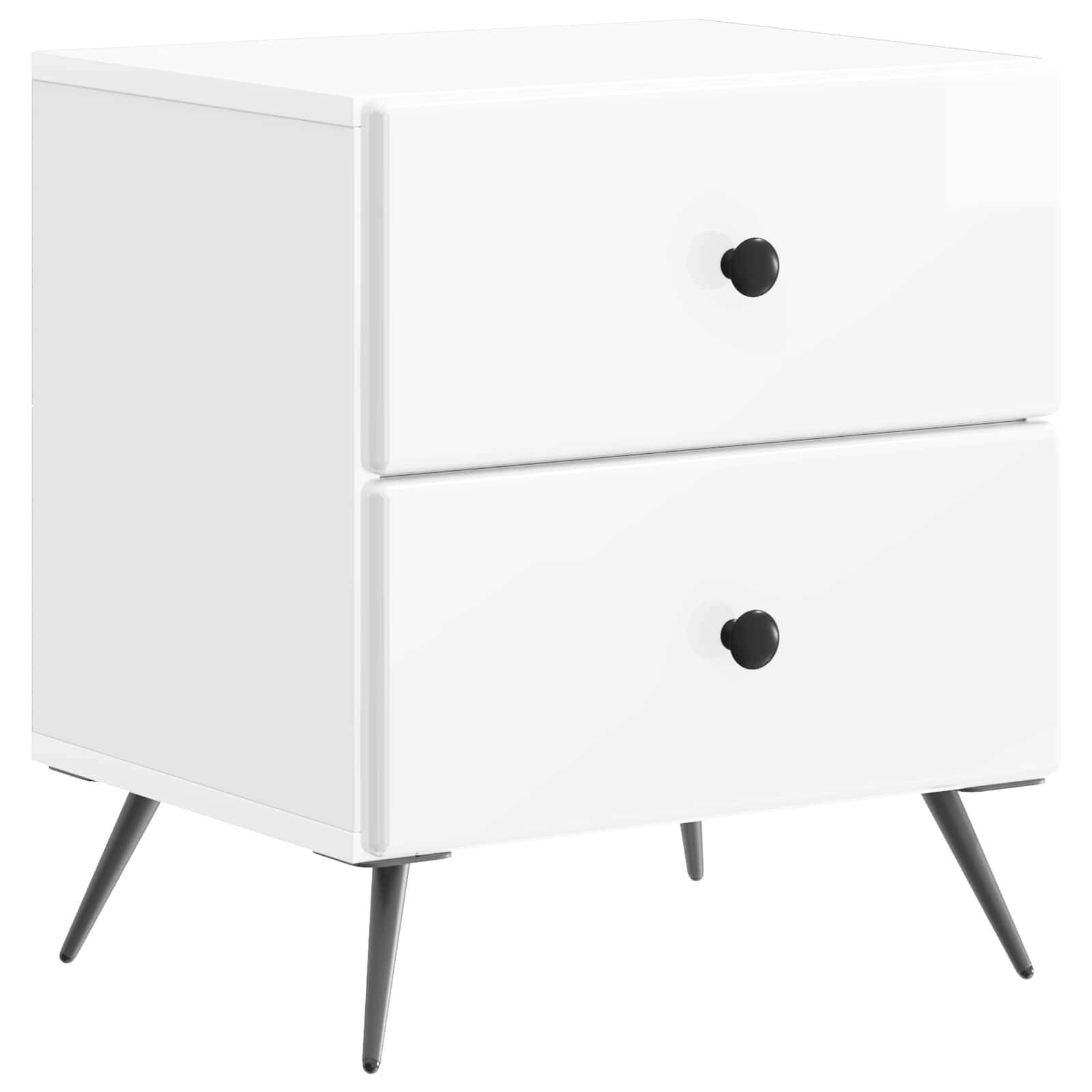 vidaXL Nachttisch 43 x 34,5 x 47,5 cm Nachttisch Nachtschrank Nachtkommode Hochglanz Wei