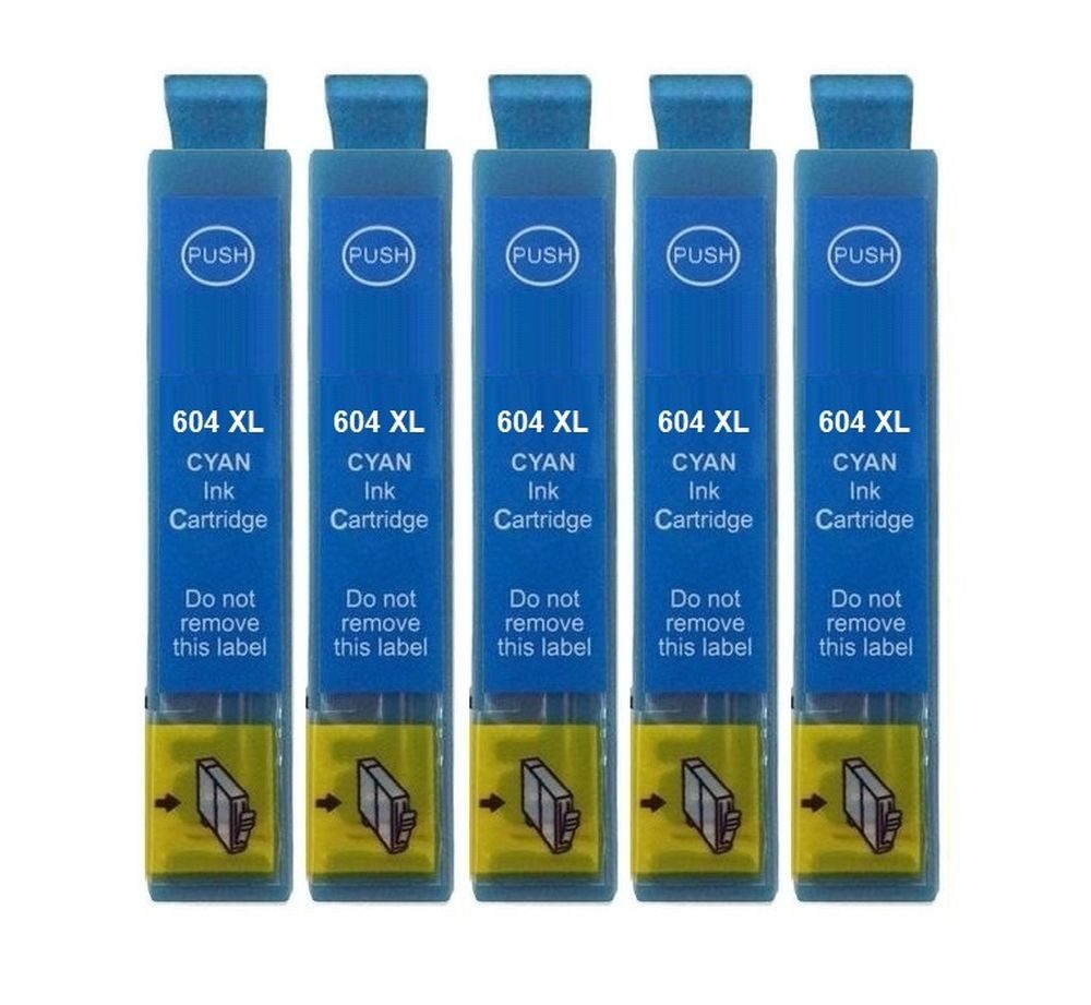 inkpro 5 x Druckerpatrone 604XL C kompatibel mit Epson 604 XL cyan, Tintenpatrone (für Epson Expression Home XP-2200, XP-2205, XP-3200, XP-3205, XP-4200, XP-4205, WorkForce WF-2910 DWF, WF-2930 DWF, WF-2935 DWF, WF-2950 DWF, 5-tlg., XXL Füllmenge je 14 ml)