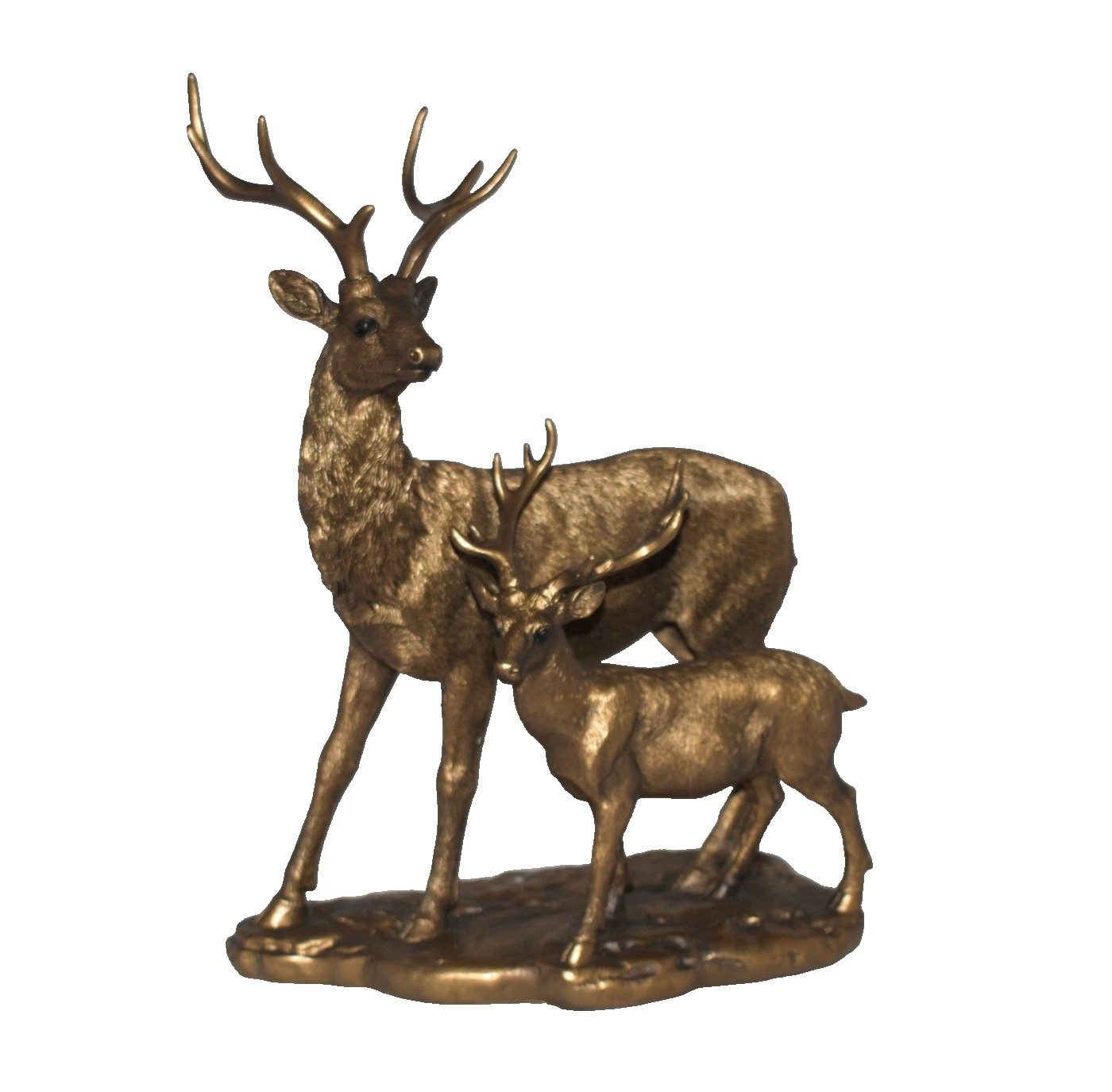 Kaufhaus le petit Tierfigur Deko Hirsch Paar Kind Elch Rentier Hirschkuh Kuh Reh Rehkitz Skulptur, Dekofigur Dekoskulptur Dekoobjekt Hirschfigur aus Polyresin