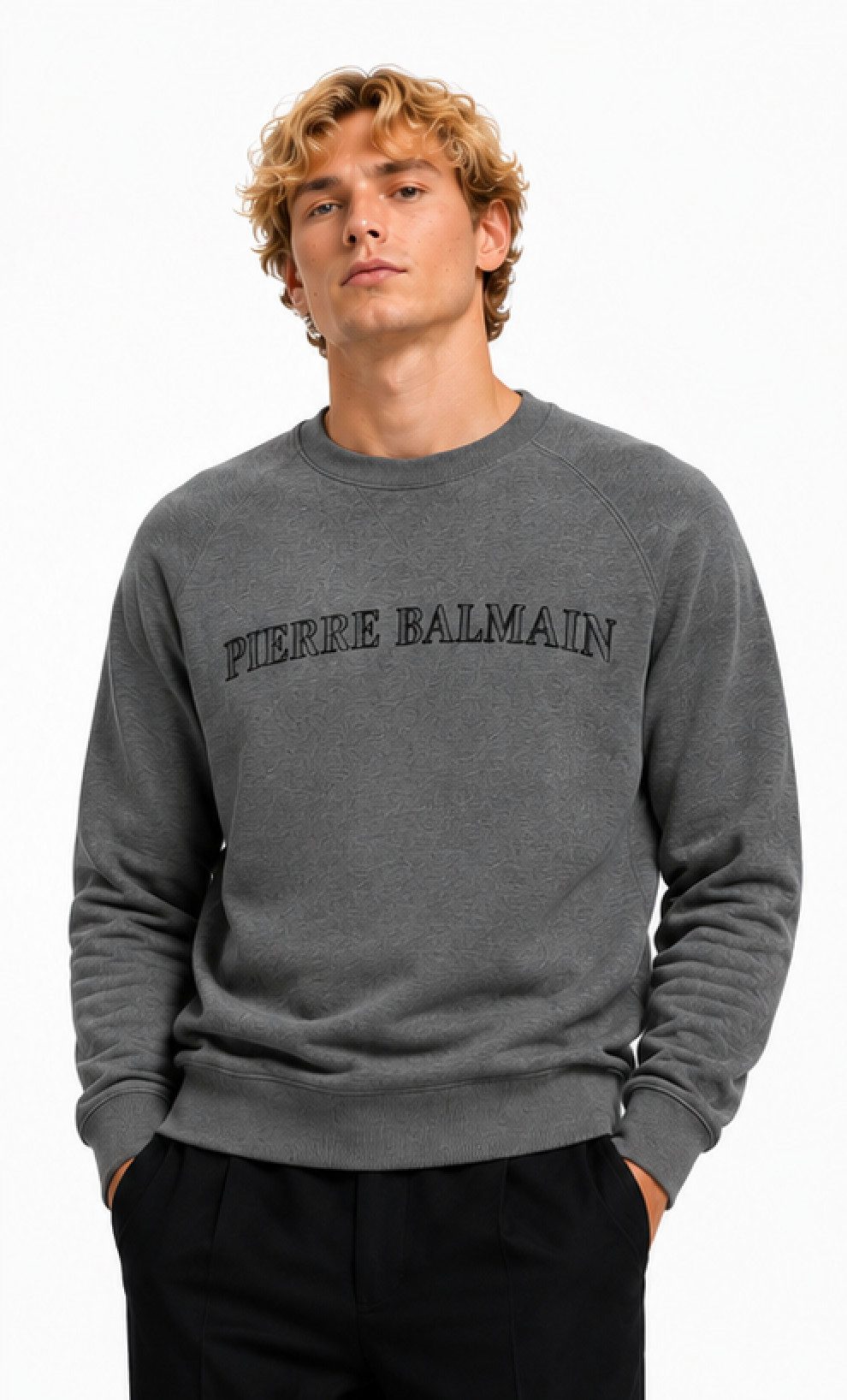 Balmain Paris Sweatshirt Pierre Balmain Pullover Sweater Relaxed Comfort Fit Gerippten Kragen mit elastischen Bündchen