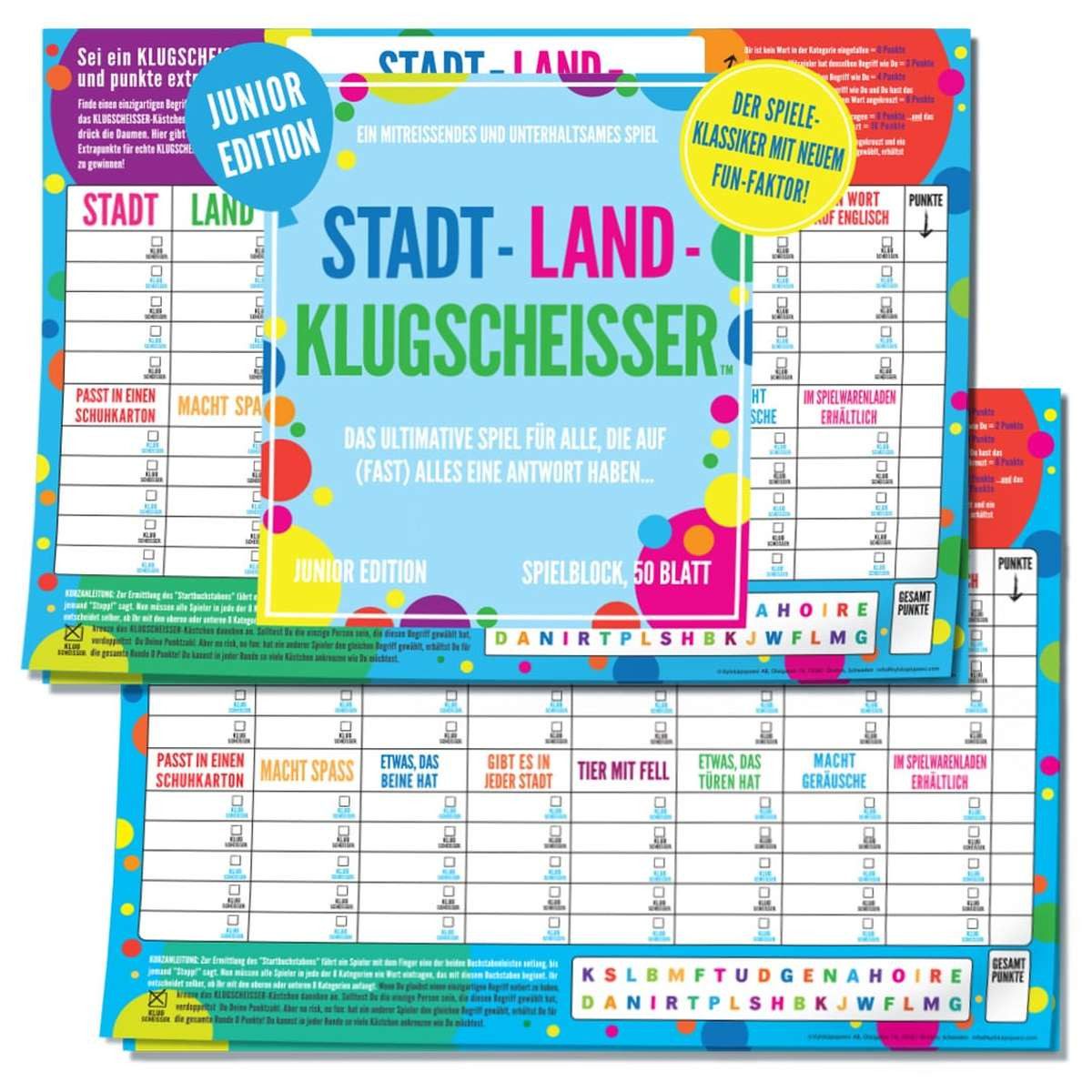 Pegasus Spiele Spiel Spielblock Stadt Land Klugscheisser Junior