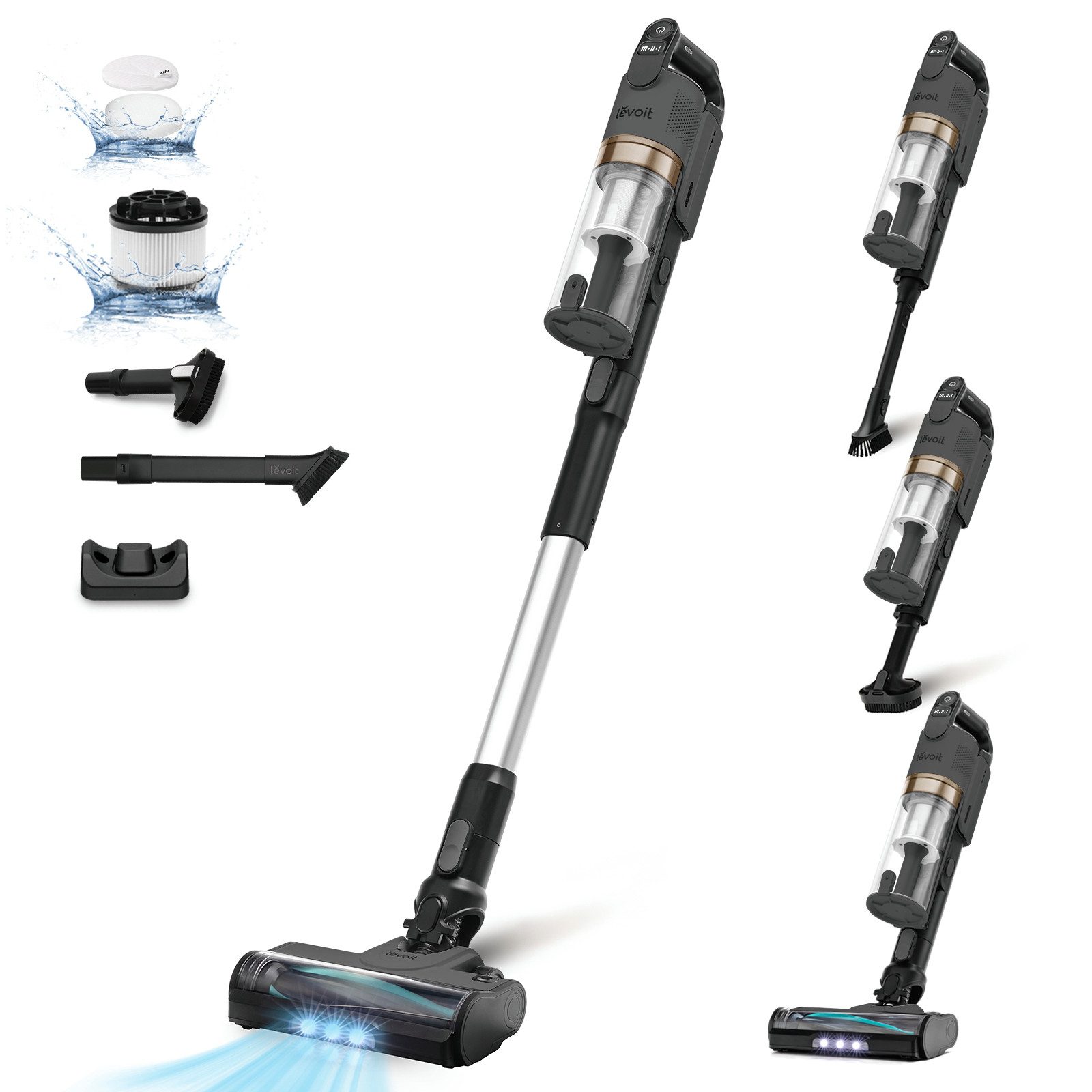 Levoit Akku-Bodenstaubsauger LVAC-200, 180 W, beutellos, 99,9% Filtration, Anti-Tangle, bis zu 50 Minuten