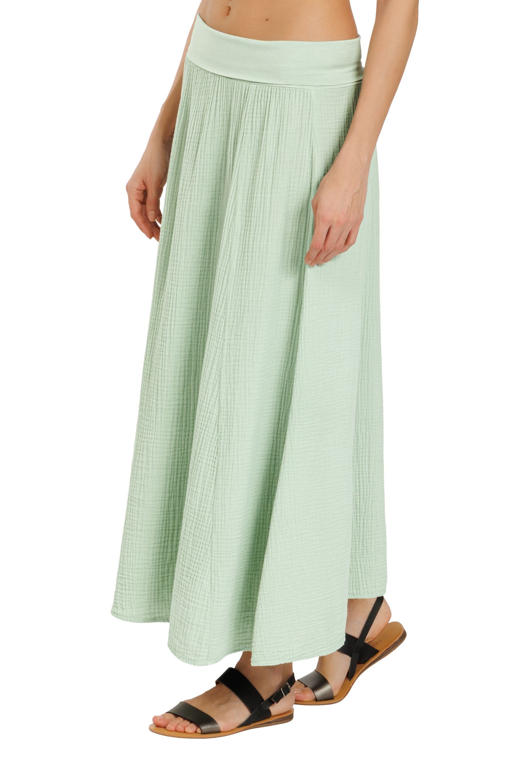 Maxirock Damen Musselin Maxi Rock lang 100% Baumwolle Made in Italy - Ro036