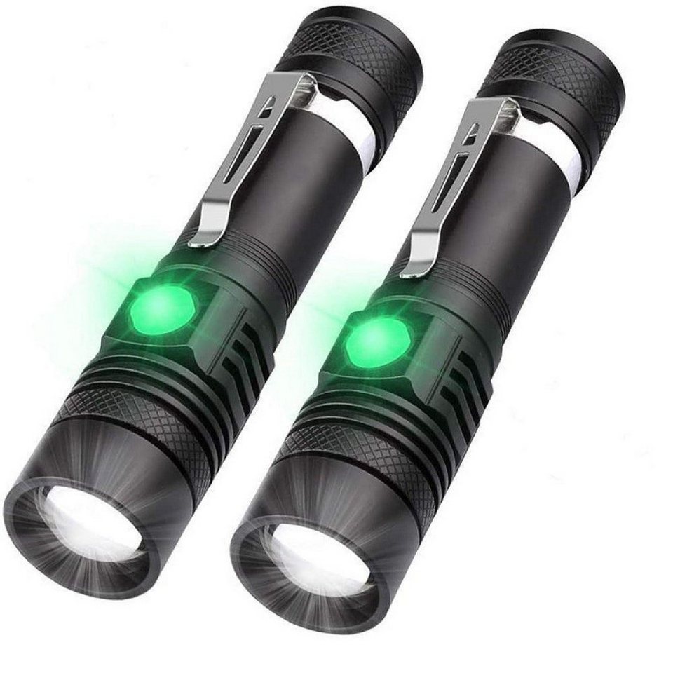 Oneid Taschenlampe LED Taschenlampe USB Aufladbar, 2 Stück Aluminium LED  Taschenlampe