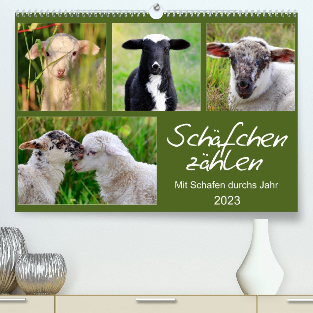CALVENDO Wandkalender Schäfchen zählen - Mit Schafen durchs Jahr (Premium, hochwertiger DIN A2 Wandkalender 2023, Kunstdruck in Hochglanz)
