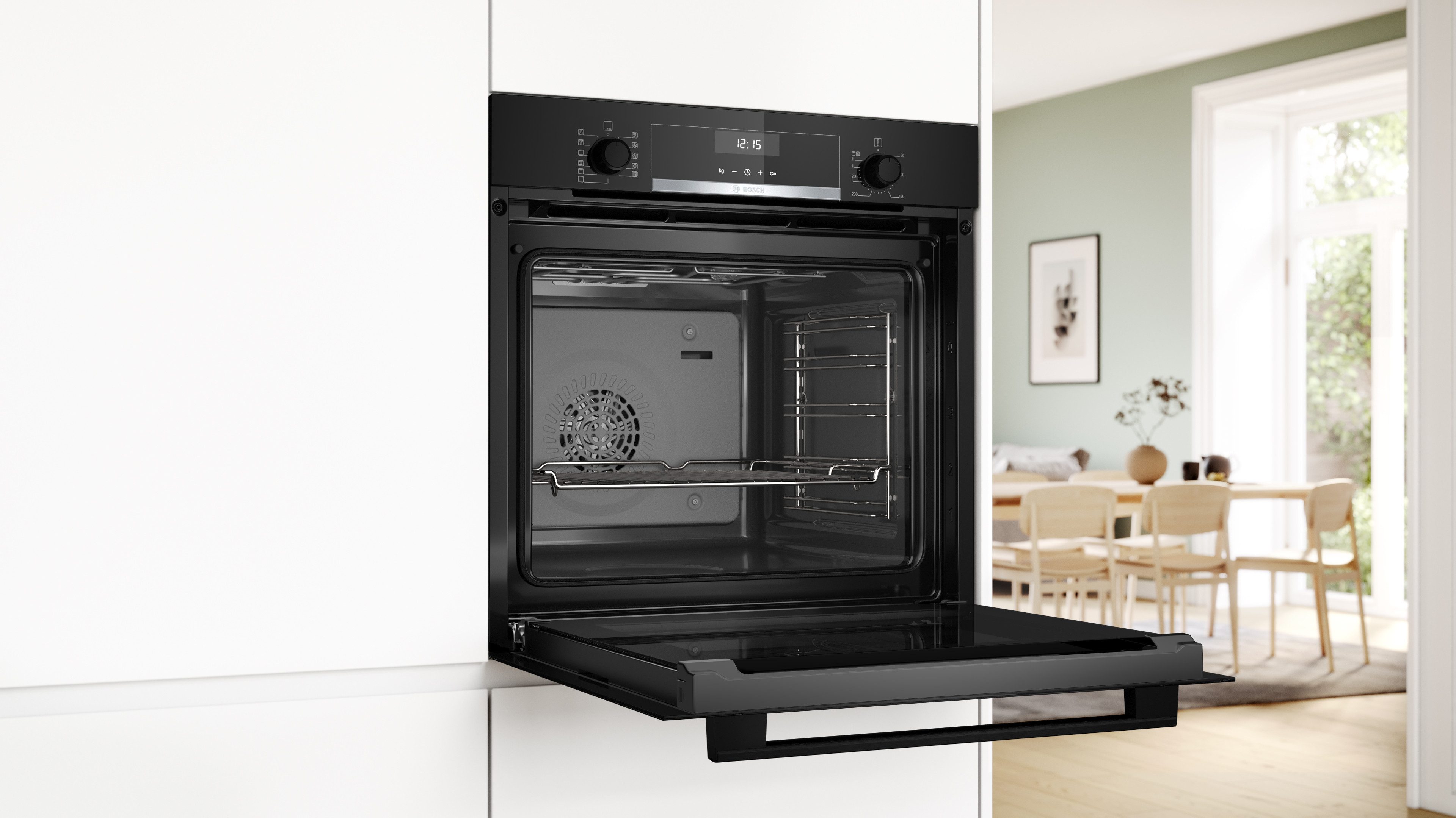 BOSCH Einbaubackofen Serie 6 HBG537BB4, mit Teleskopauszug nachrüstbar, Knusper-gesunde AirFry-Funktion & gleichmäßige 3D-Heißluft