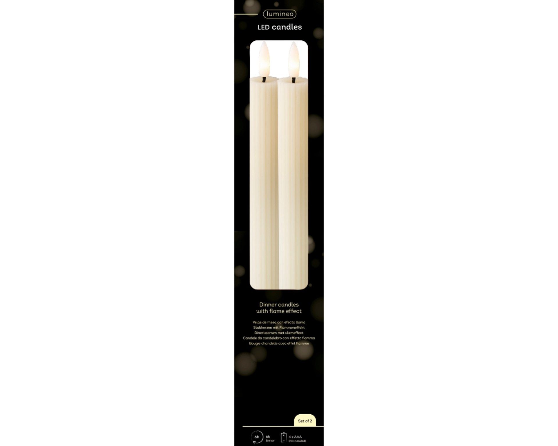 Lumineo LED-Christbaumkerzen Lumineo LED Spitzkerzen, 2er-Set Creme, warm weiß, 6h-Timer, Batteriebetrieben (4x AAA), 6h-Timer, Stabkerzen