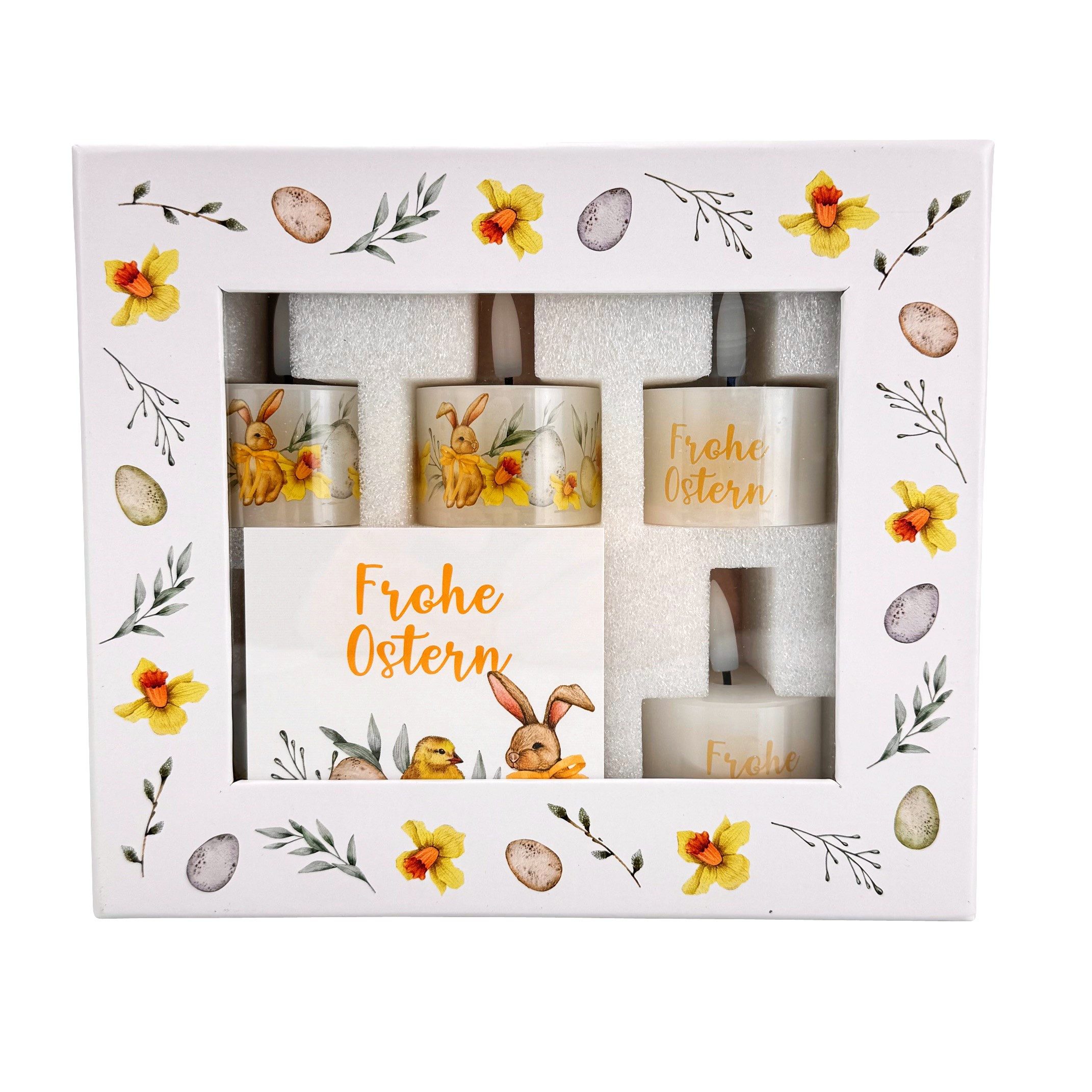 Online-Fuchs LED-Kerze - 6 LED-Teelichter mit Timer im Frühling-Design - Osterdeko (realistische Kerzenflamme, inklusive Geschenkverpackung), inklusive praktischer 6-Stunden Timerfunktion