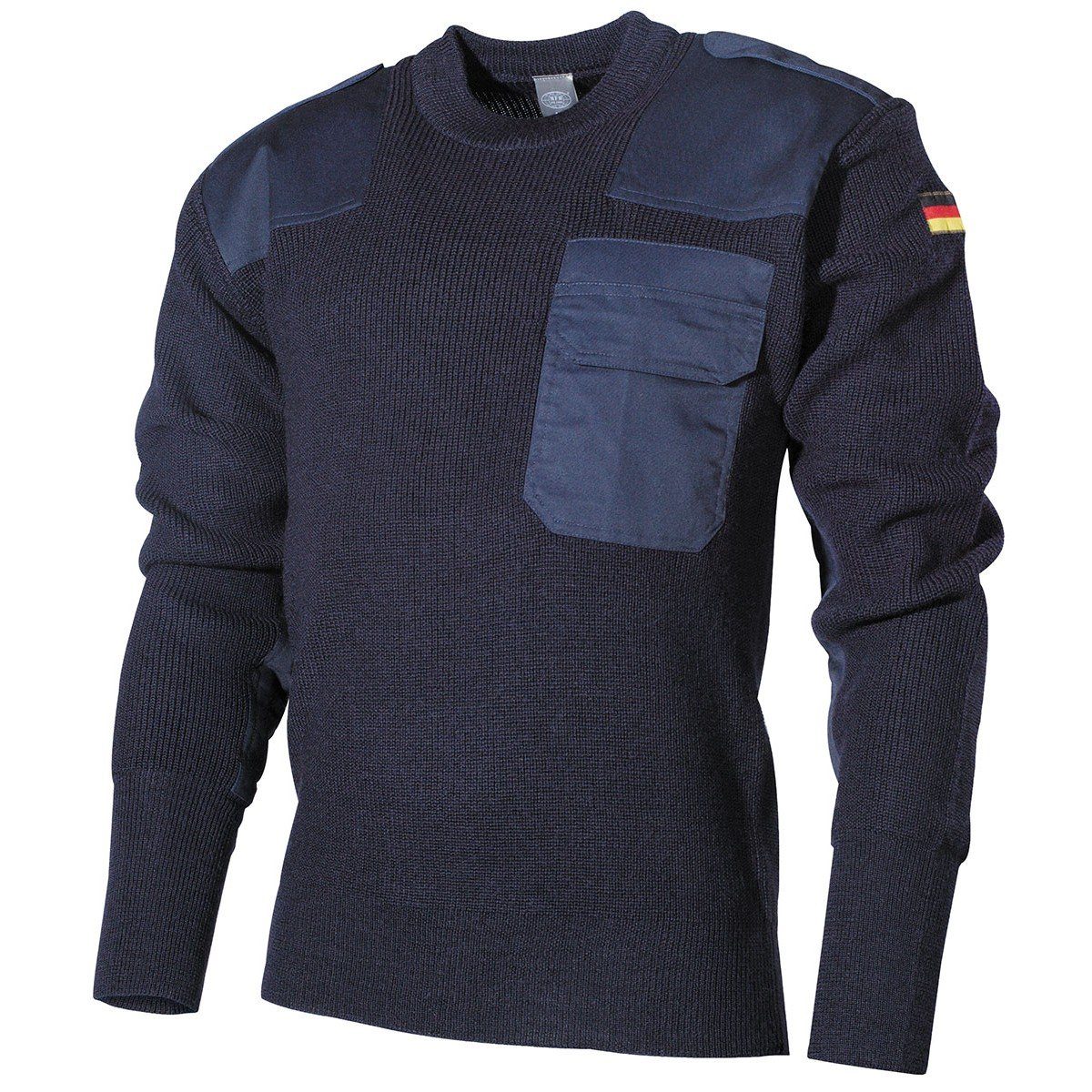 Strickpullover BW Pullover, mit Brusttasche, blau - 50