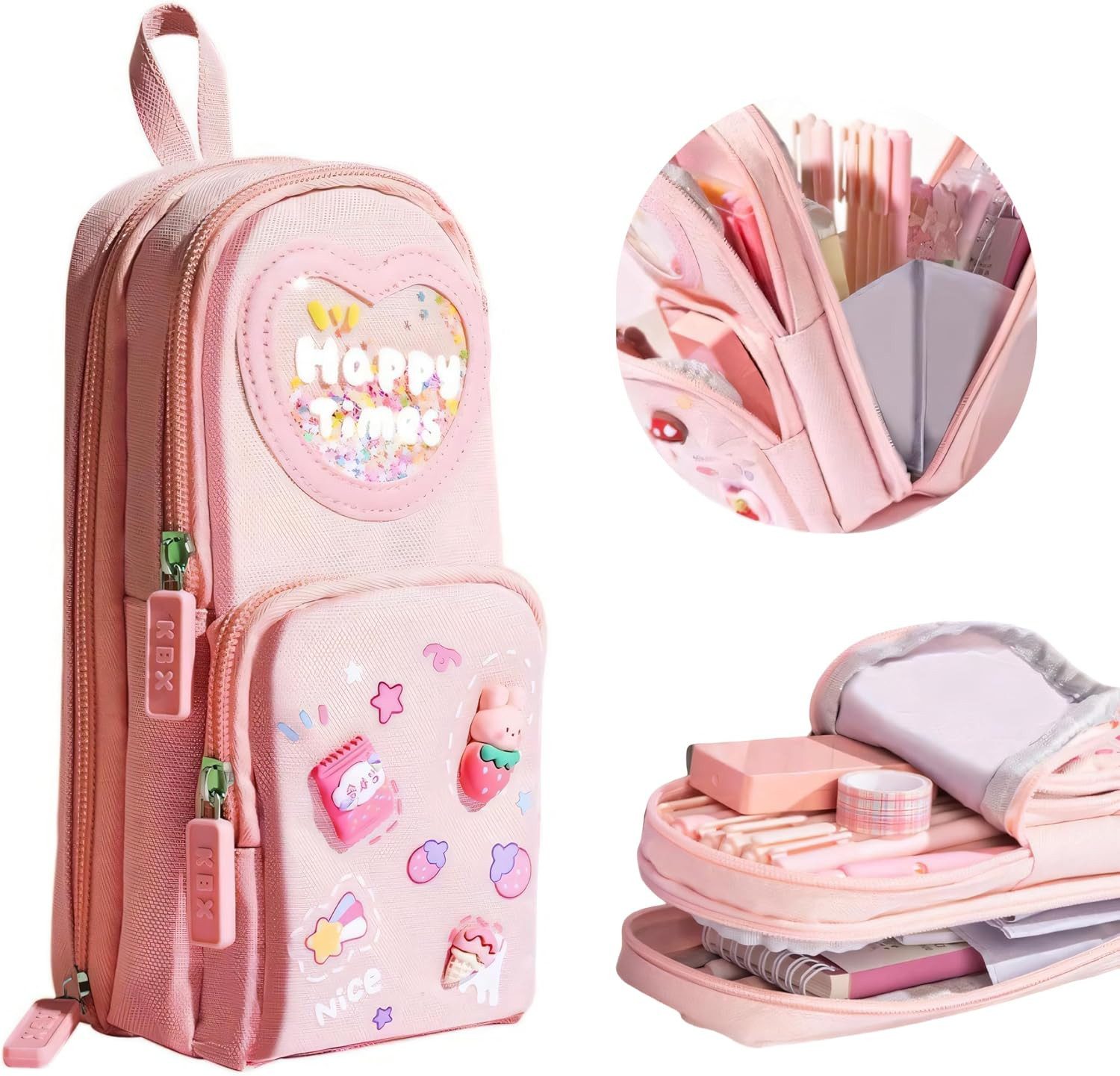 Zaewry Federmäppchen 3 Fächer Große Kapazität Kawaii Mäppchen Federtasche, Stiftetasche Pencil Case Bleistifttasche für Schule Und Büro