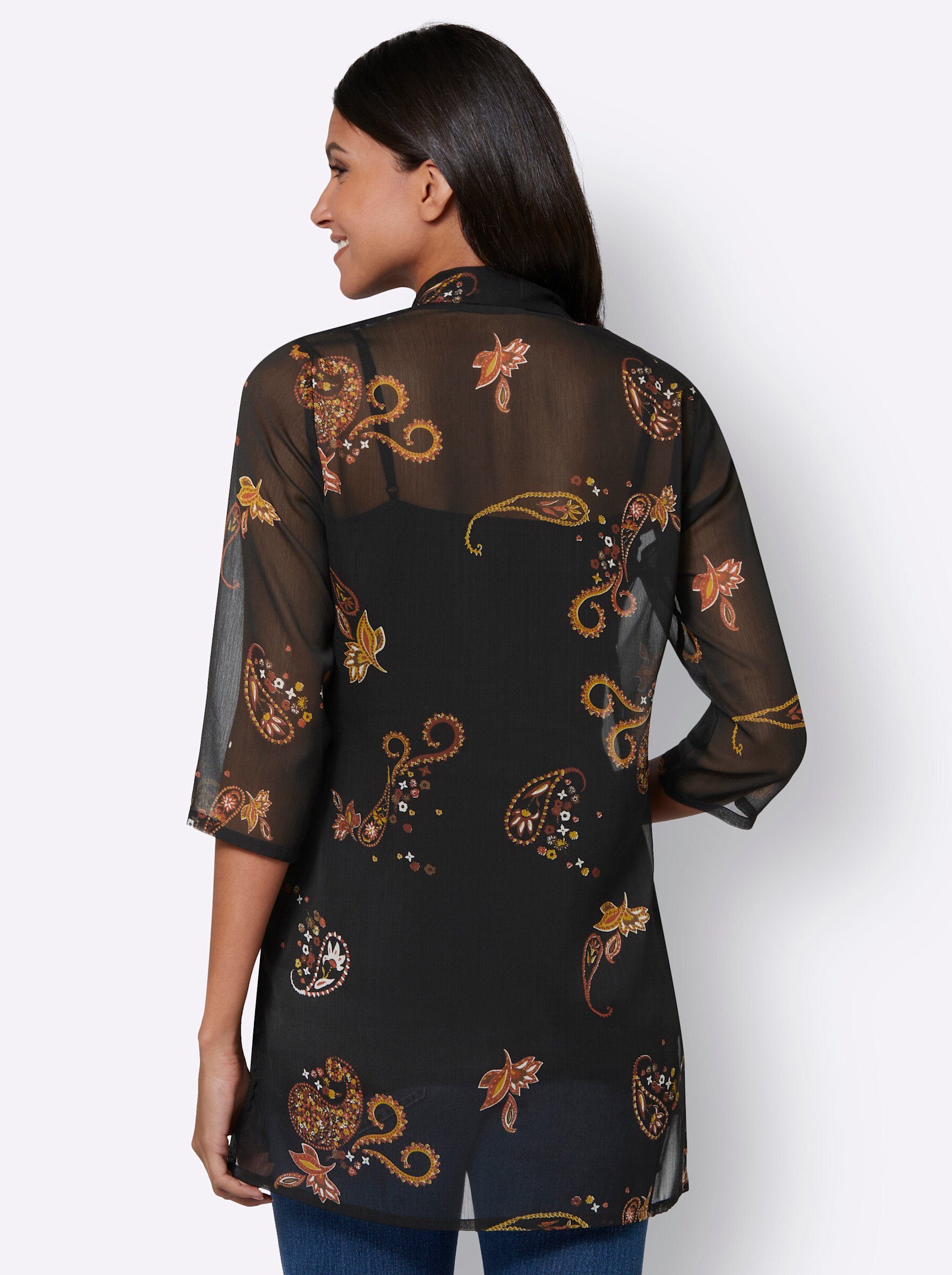 Sieh an! Klassische Bluse Longbluse 3/4-Arm