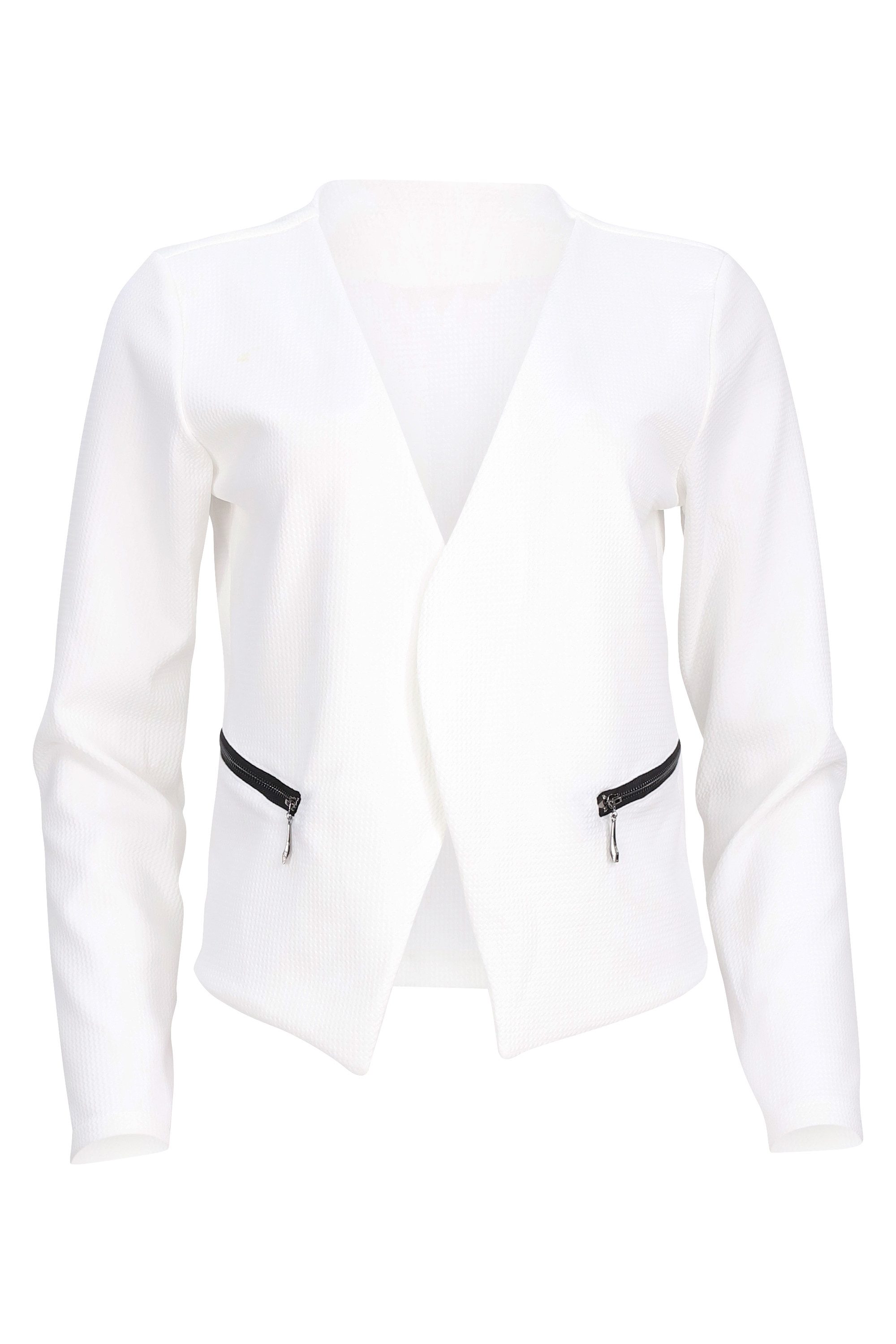malito more than fashion Jackenblazer malito Damen Blazer ohne Kragen, Sakko im Basic Look, Kurzjacke mit Sweatblazer im Basic-Look