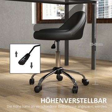 HOMCOM Rollsitz Rollhocker Höhenverstellbarer Arbeitshocker 63-83 cm Drehhocker (Salonstuhl, 1 St., Bürohocker), Salon Hocker Kunstleder Schwarz