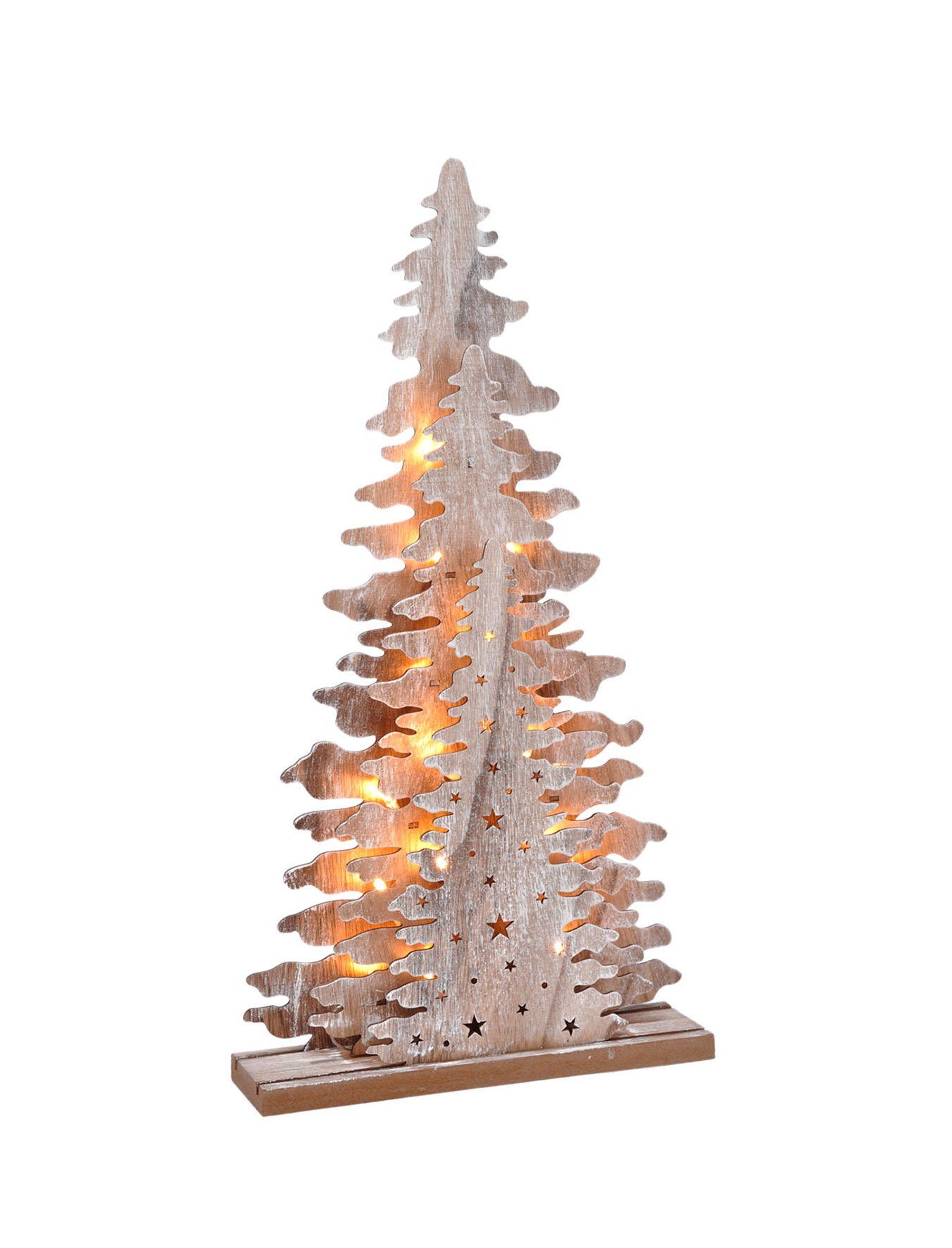 Spetebo LED Dekoobjekt LED Deko Tannenbaum Silhouette - 15 LED, 2, LED, warmweiß, Holz Tannenbaum Silhouette ca. 45 cm