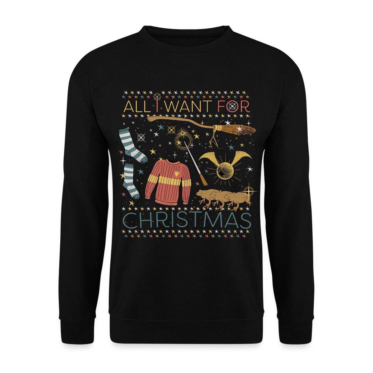 Spreadshirt Sweatshirt Harry Potter All I Want For Christmas Ugly Xmas Unisex Пуловеры (1-tlg)