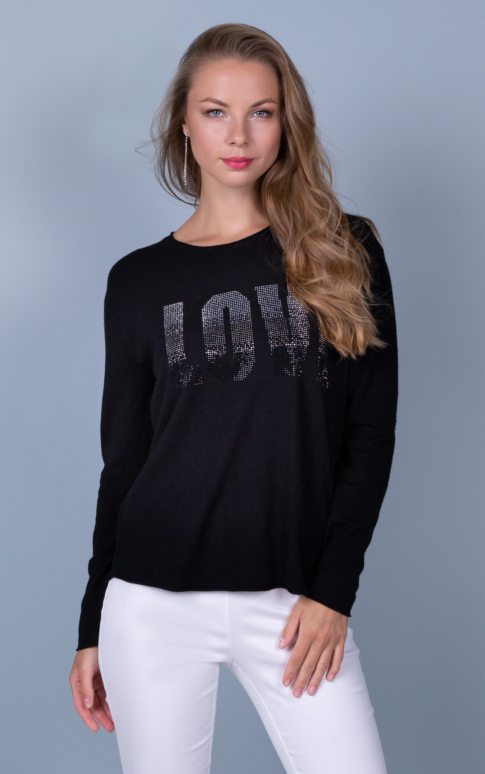 Passioni Strickpullover Pullover mit Hotfix-Schriftzug "LOVE" günstig online kaufen