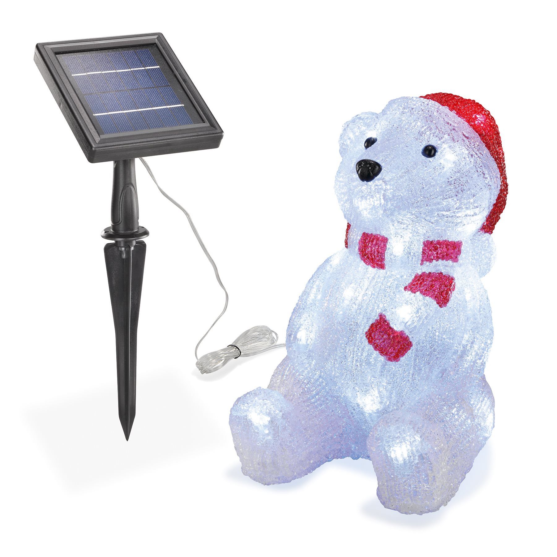 esotec Weihnachtsfigur Solarleuchte LED Eisbär WILLY H=26cm Weihnachtsdeko winterfest 102123 (Komplettset), winterfest