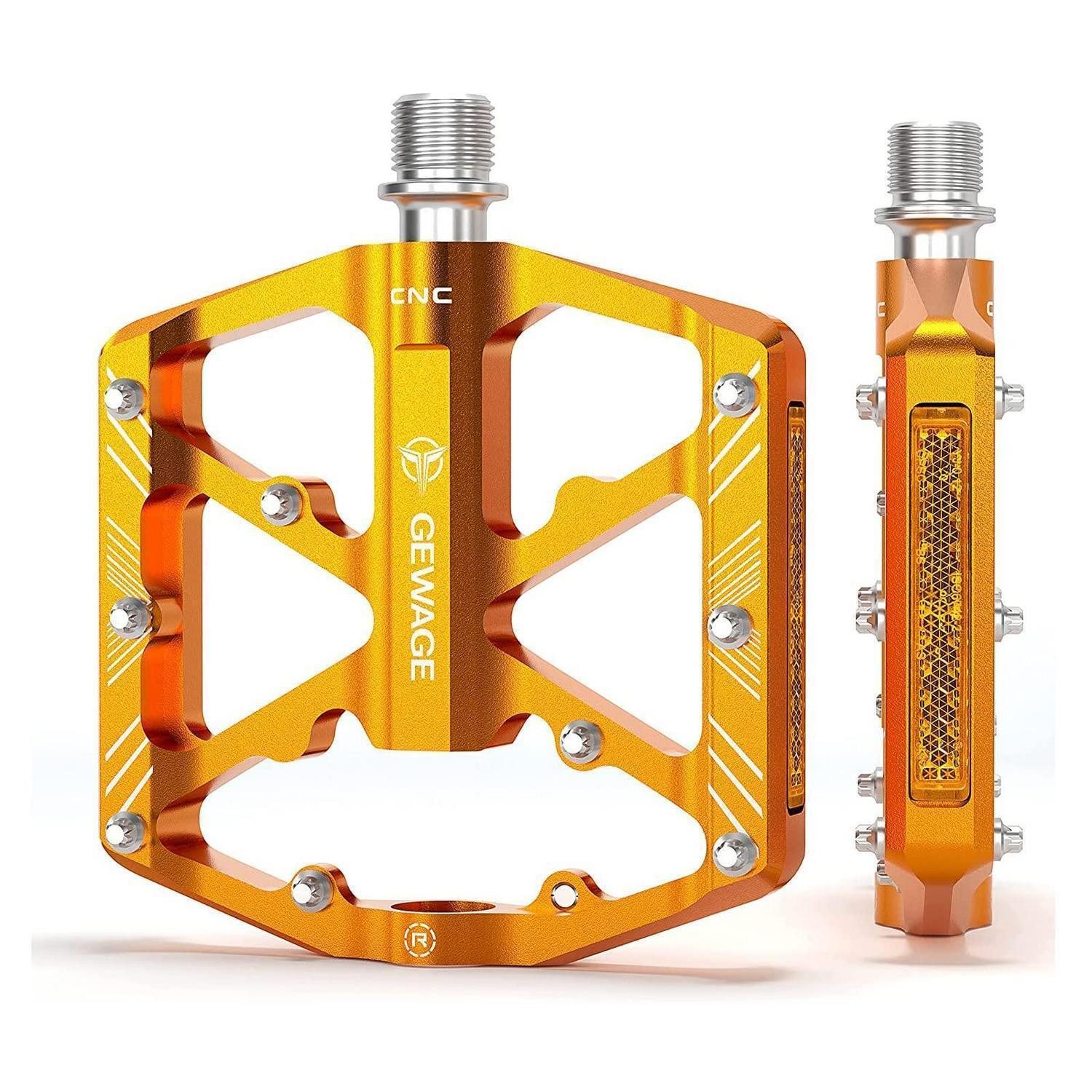 LuxusKollektion Plattformpedale Fahrradpedale Aluminium Gold Reflektoren