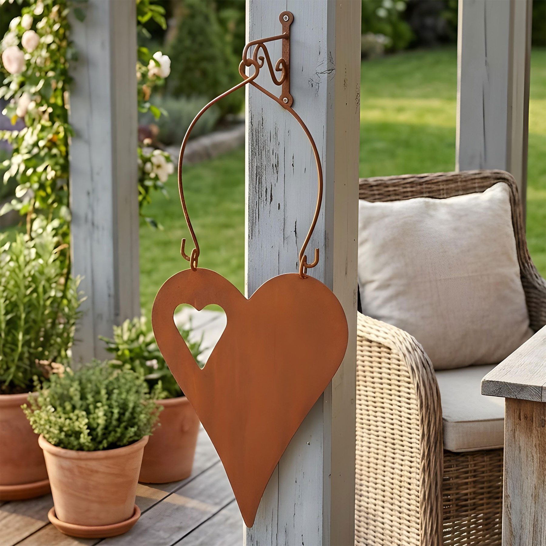 Levandeo® Dekoobjekt, Schild Herz 15x32cm Gartendeko Türschild Edelrost Wandbild Rostdeko