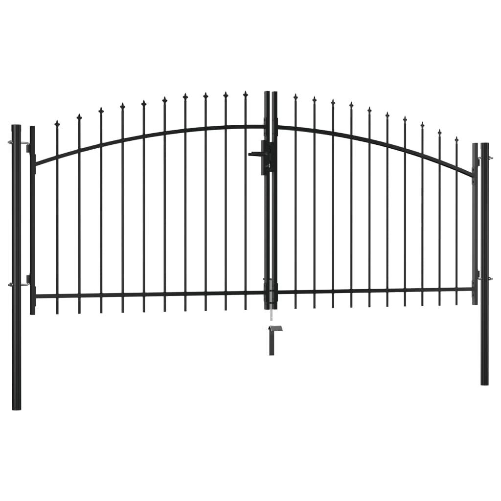 vidaXL Gartentor 2995 x 100 cm Doppelflügel-Gartentor mit Speerspitzen 300x150 cm Schlü